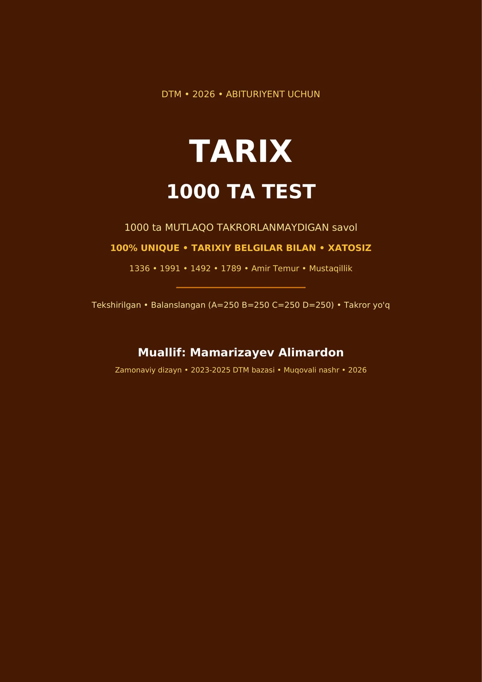 DTM Tarix 1000 ta test 2026