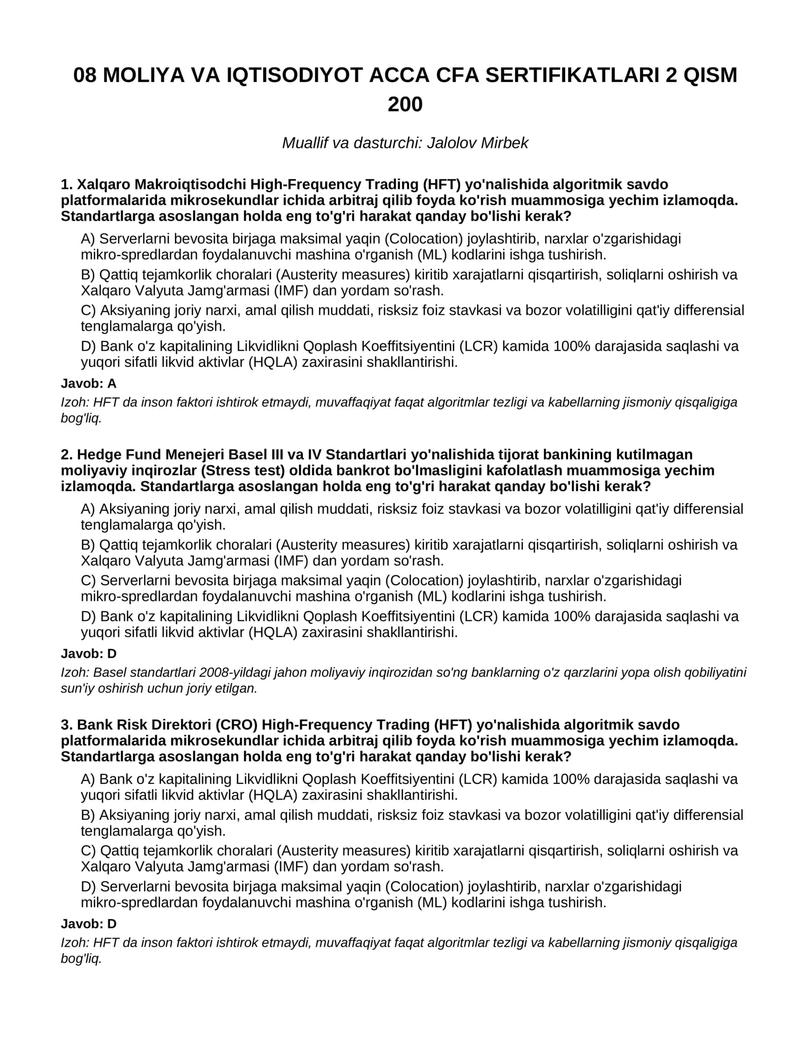 08 MOLIYA VA IQTISODIYOT ACCA CFA SERTIFIKATLARI 2 QISM