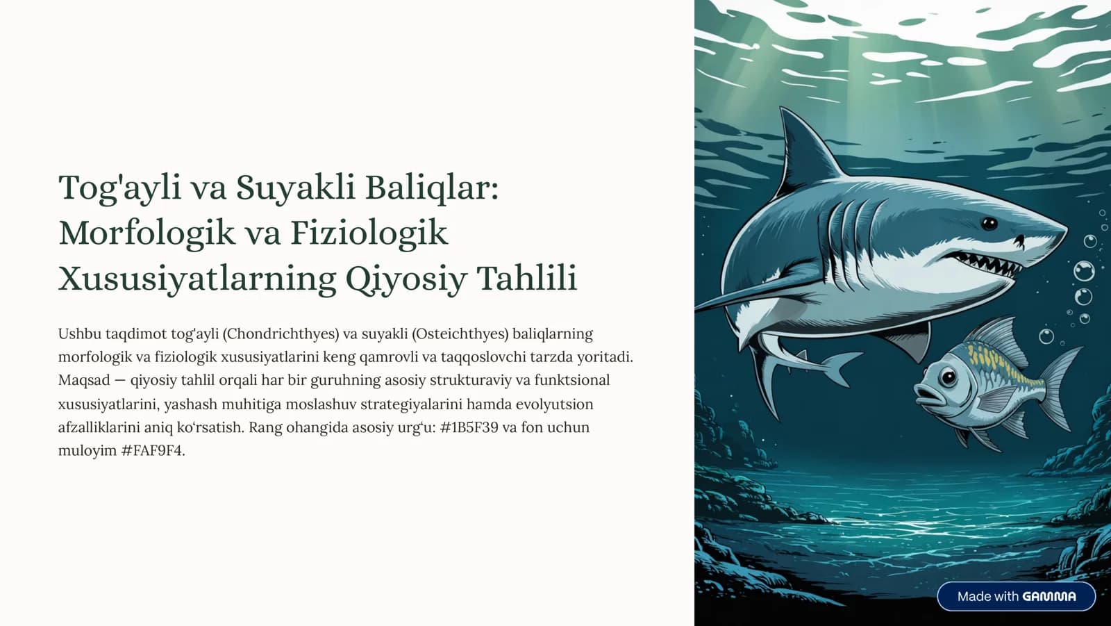 Tog'ayli va Suyakli Baliqlar: Morfologik va Fiziologik Xususiyatlarning Qiyosiy Tahlili