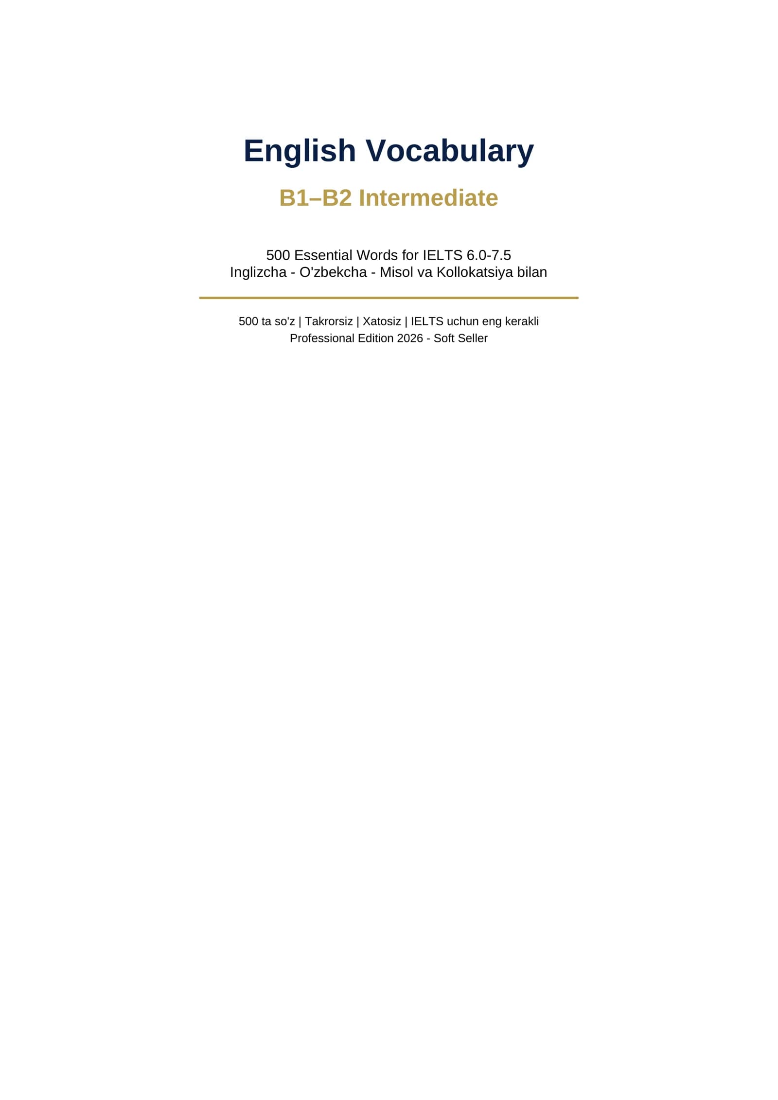 English Vocabulary B1-B2 (Ingilizcha lug'at B1,B2 daraja)
