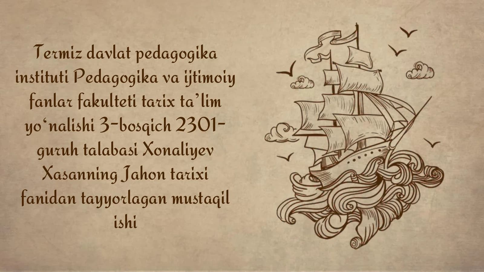 Jahon tarixi fanidan tayyorlagan mustaqil ishi