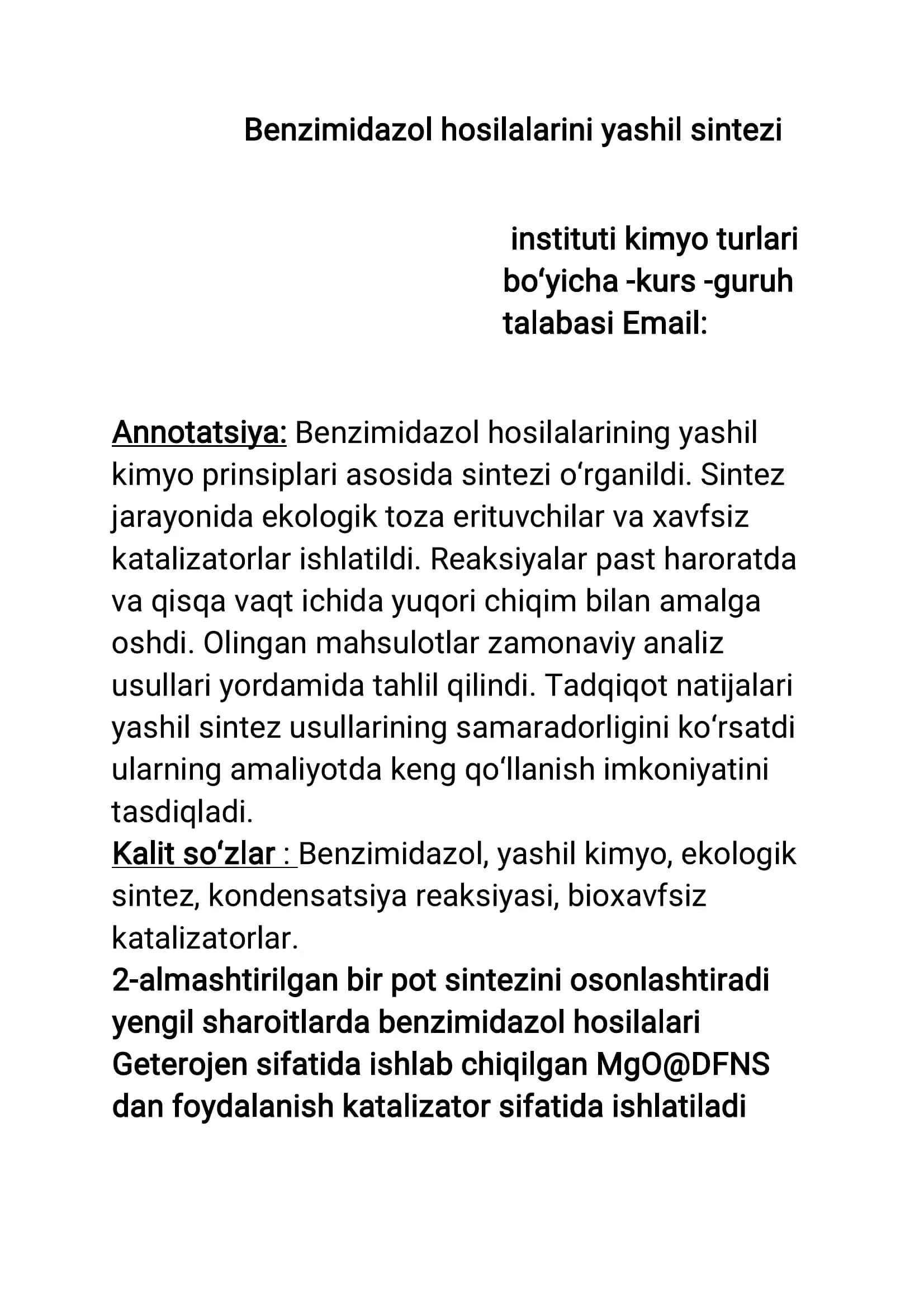 Organik kimyo Tezis