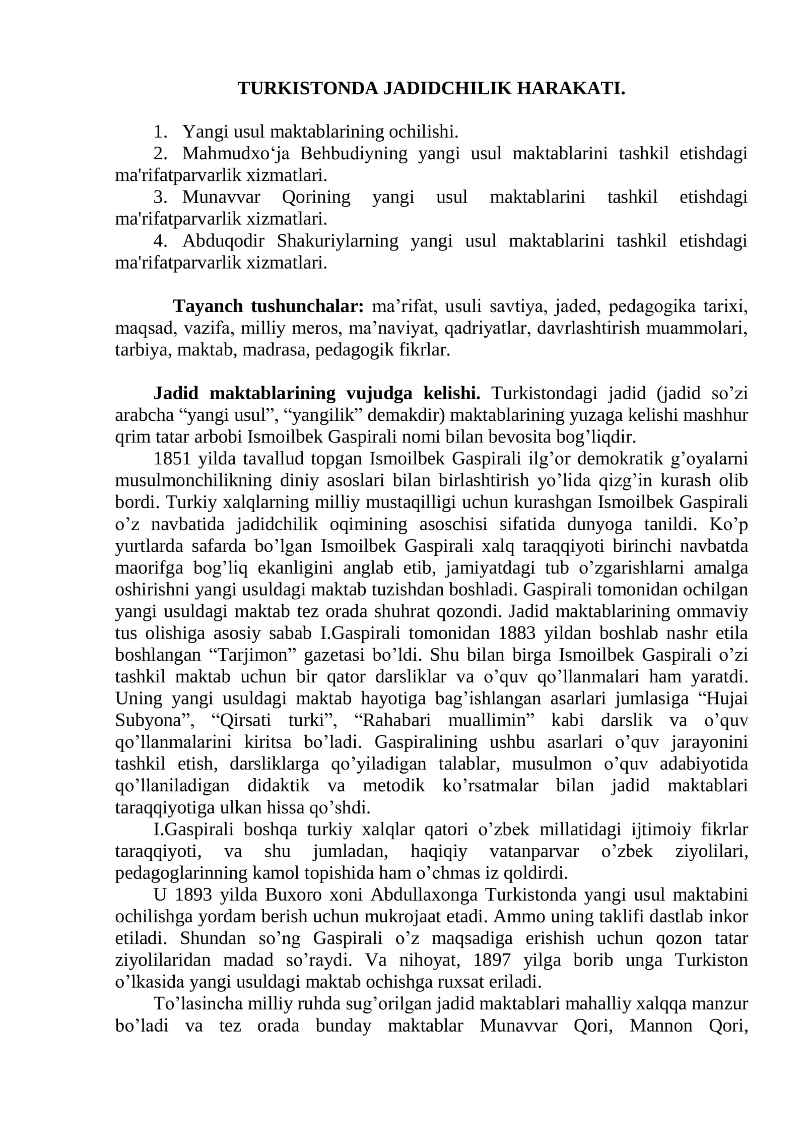 Turkistonda Jadidchilik Harakati