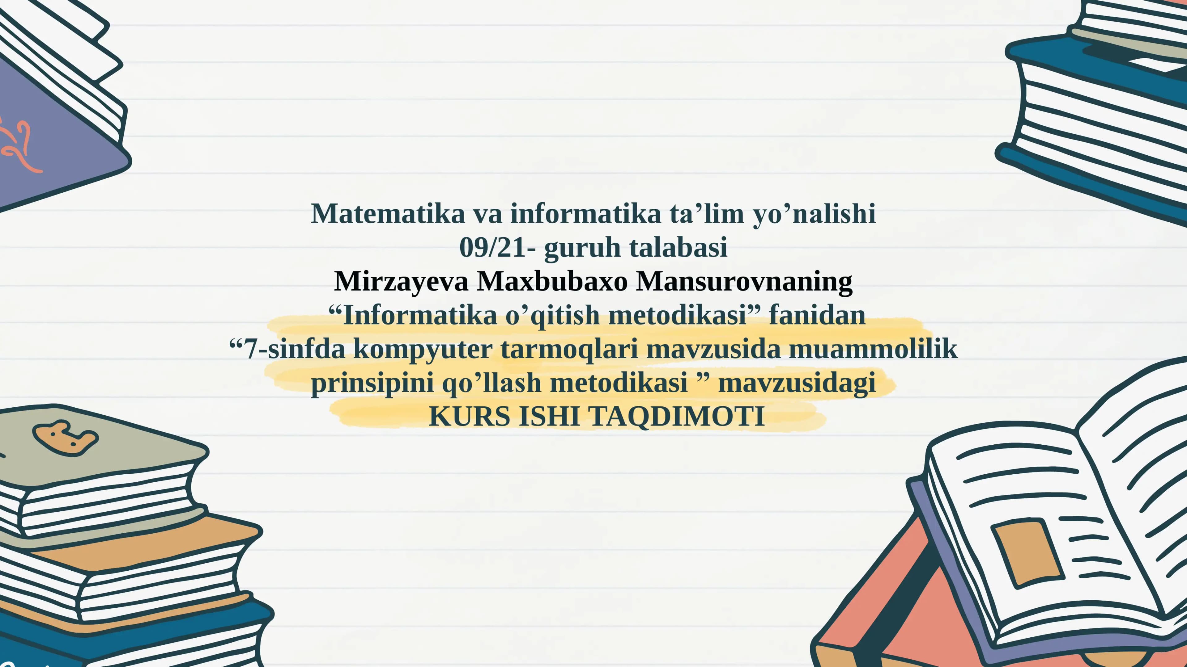 Informatika o’qitish metodikasi