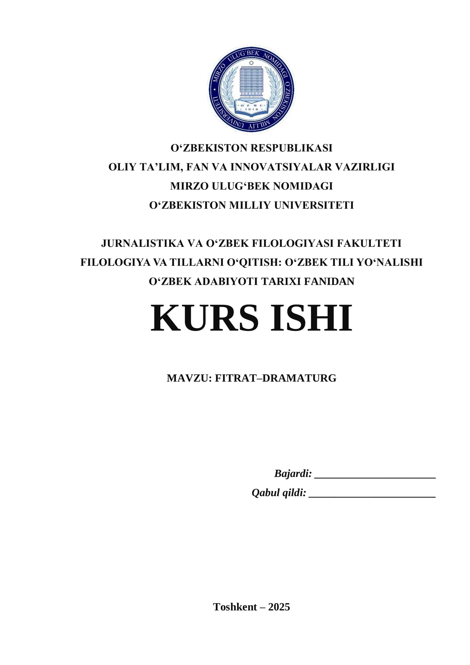 Fitrat dramaturgiyasi