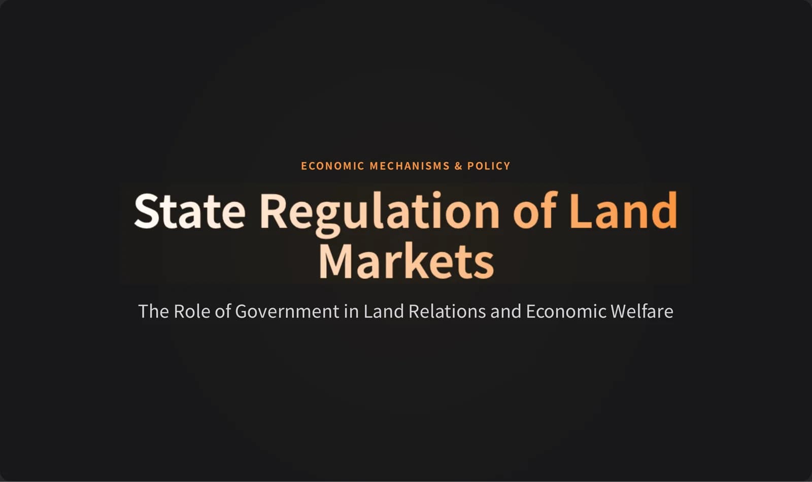 ECONOMIC MECHANISMS & POLICY