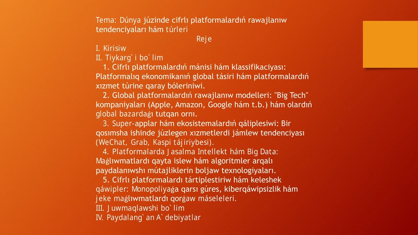 Dúnya júzinde cifrlı platformalardıń rawajlanıw tendenciyaları hám túrleri