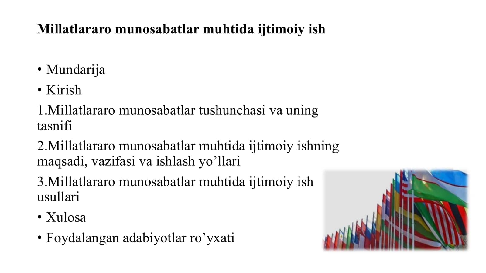 Millatlararo munosabatlar muhtida ijtimoiy ish .Nazokat