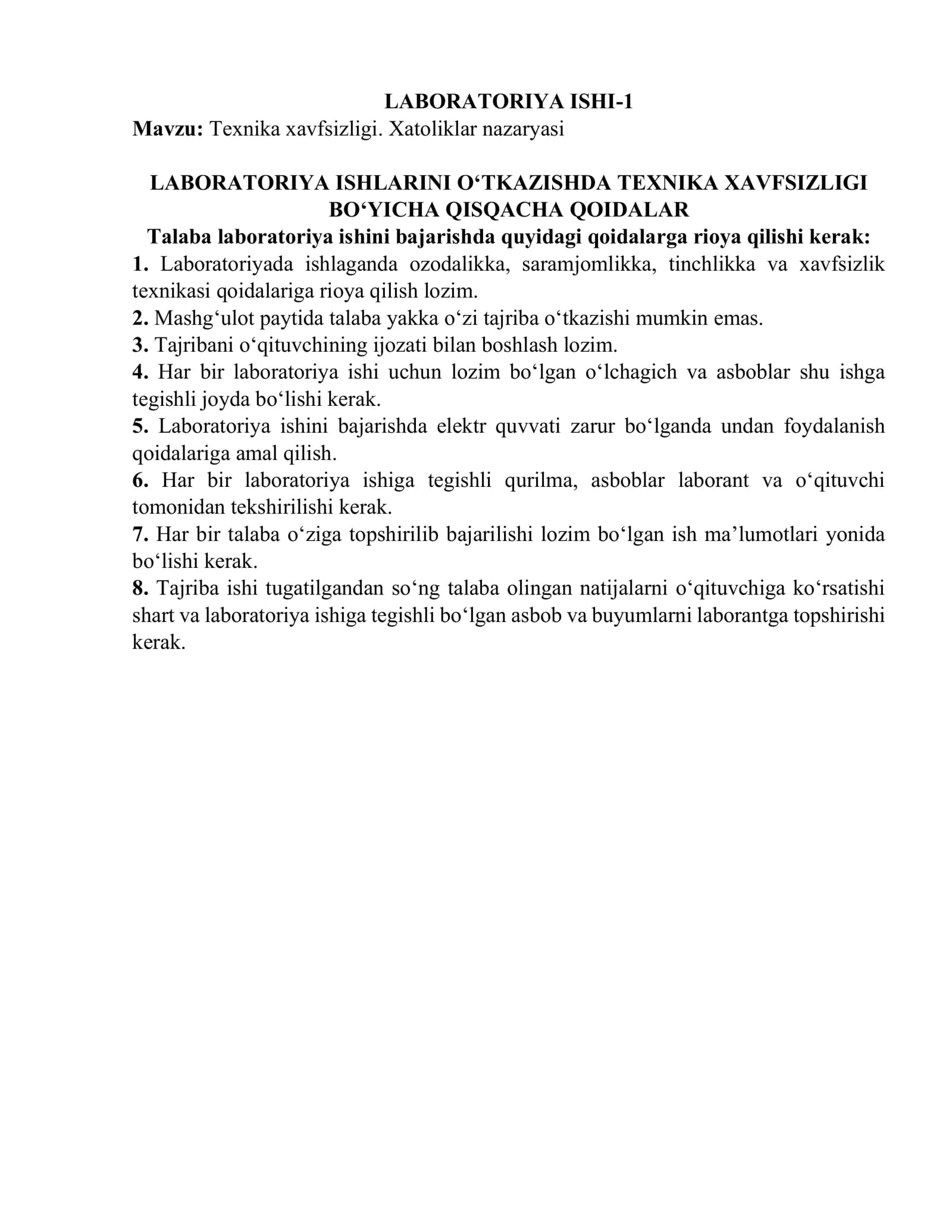 Labarotoriya ish
