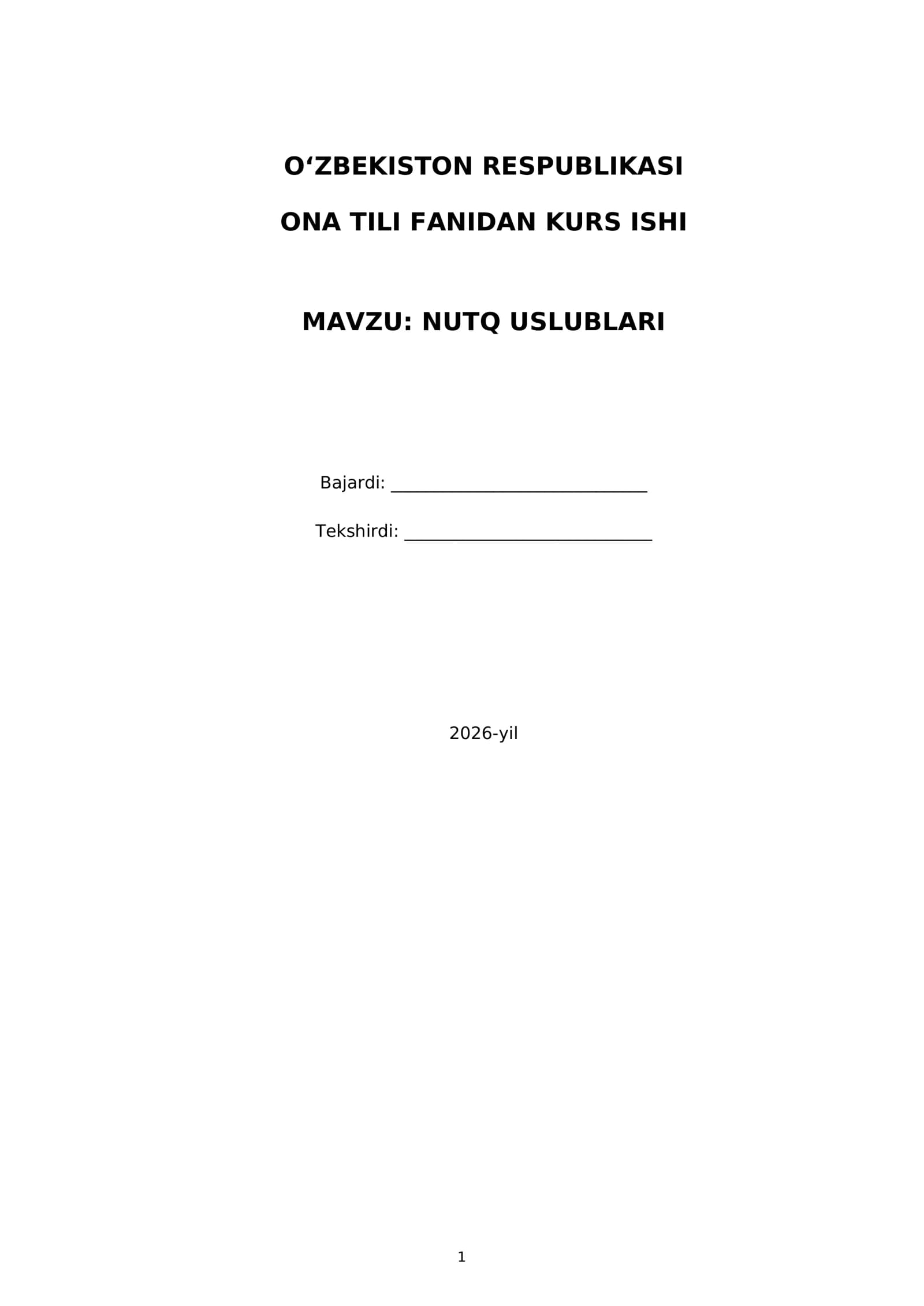 Nutq uslublari — Ona tili fanidan kurs ishi