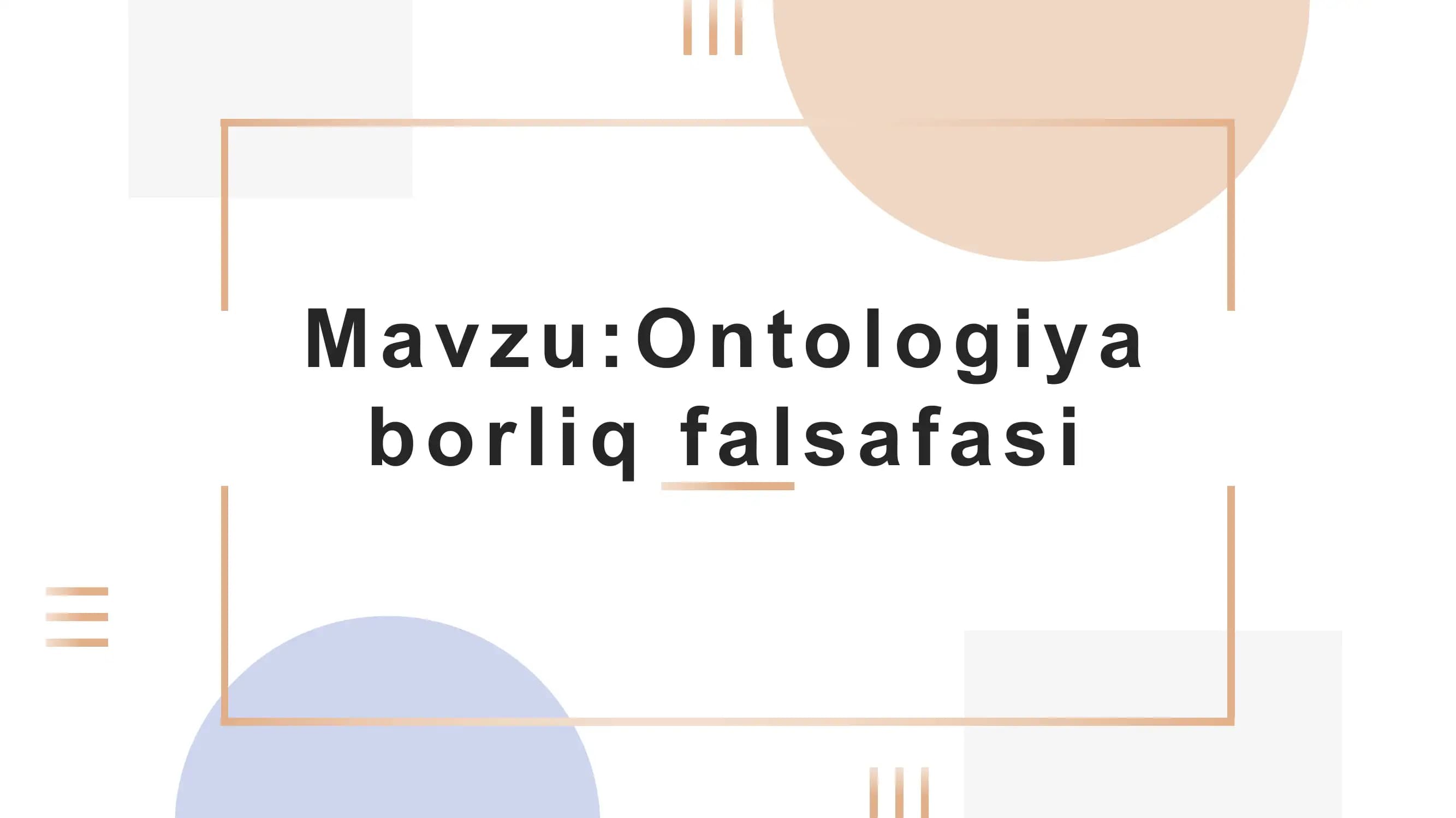 Ontologiya
