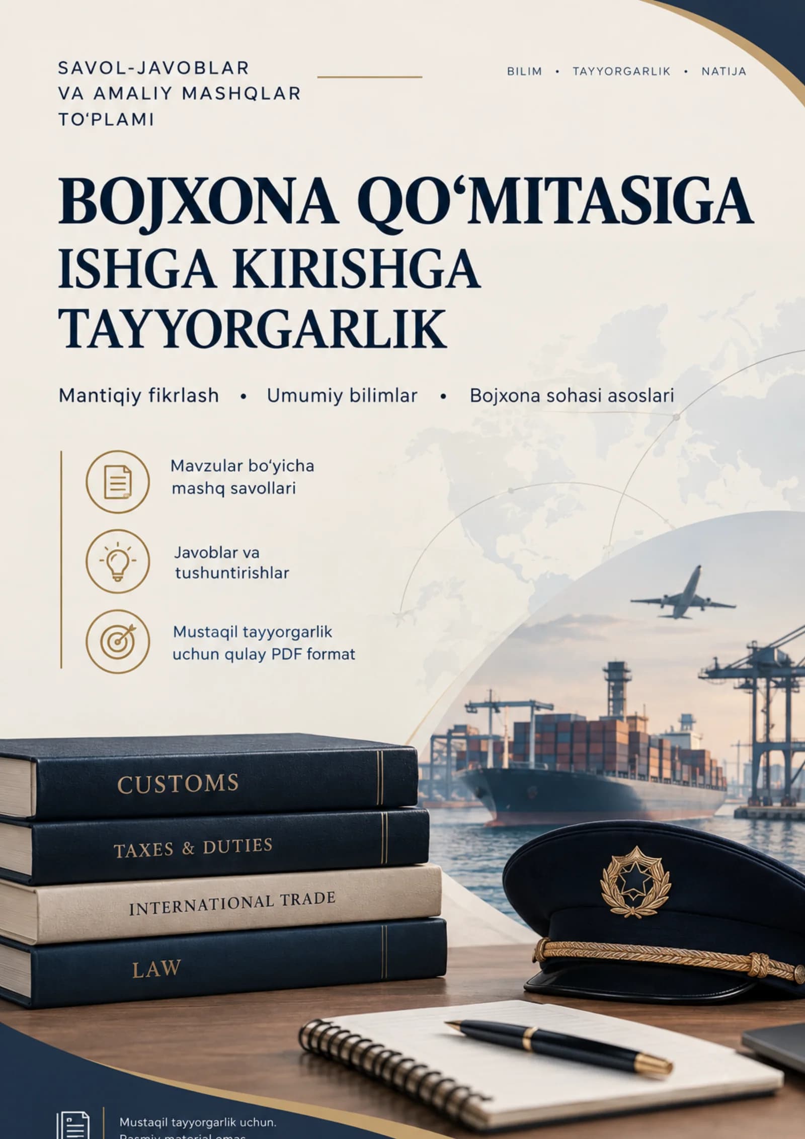 Bojxona qo‘mitasiga ishga kirishga tayyorgarlik - 60 ta savol-javob va testlar