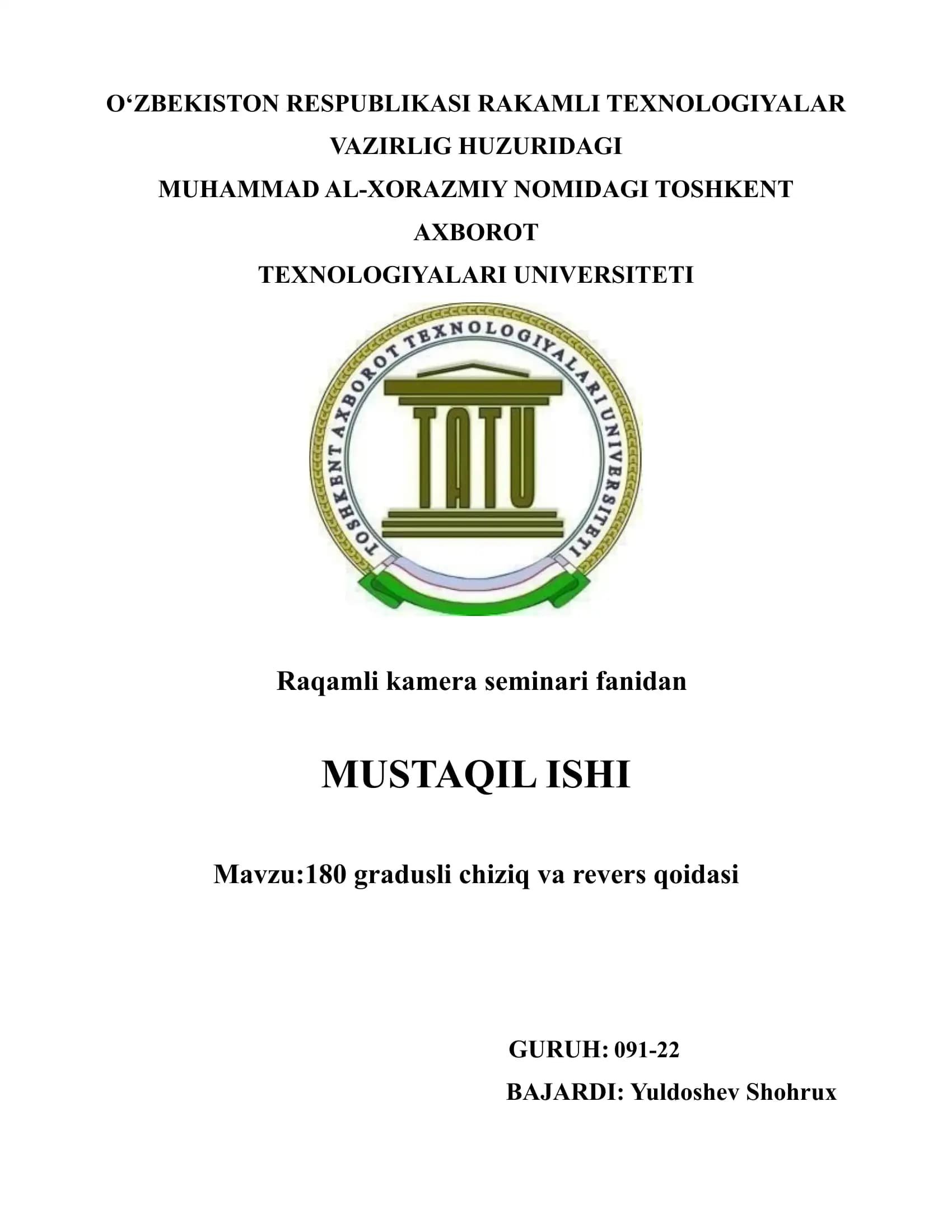 180 gradusli chiziq va revers qoidasi