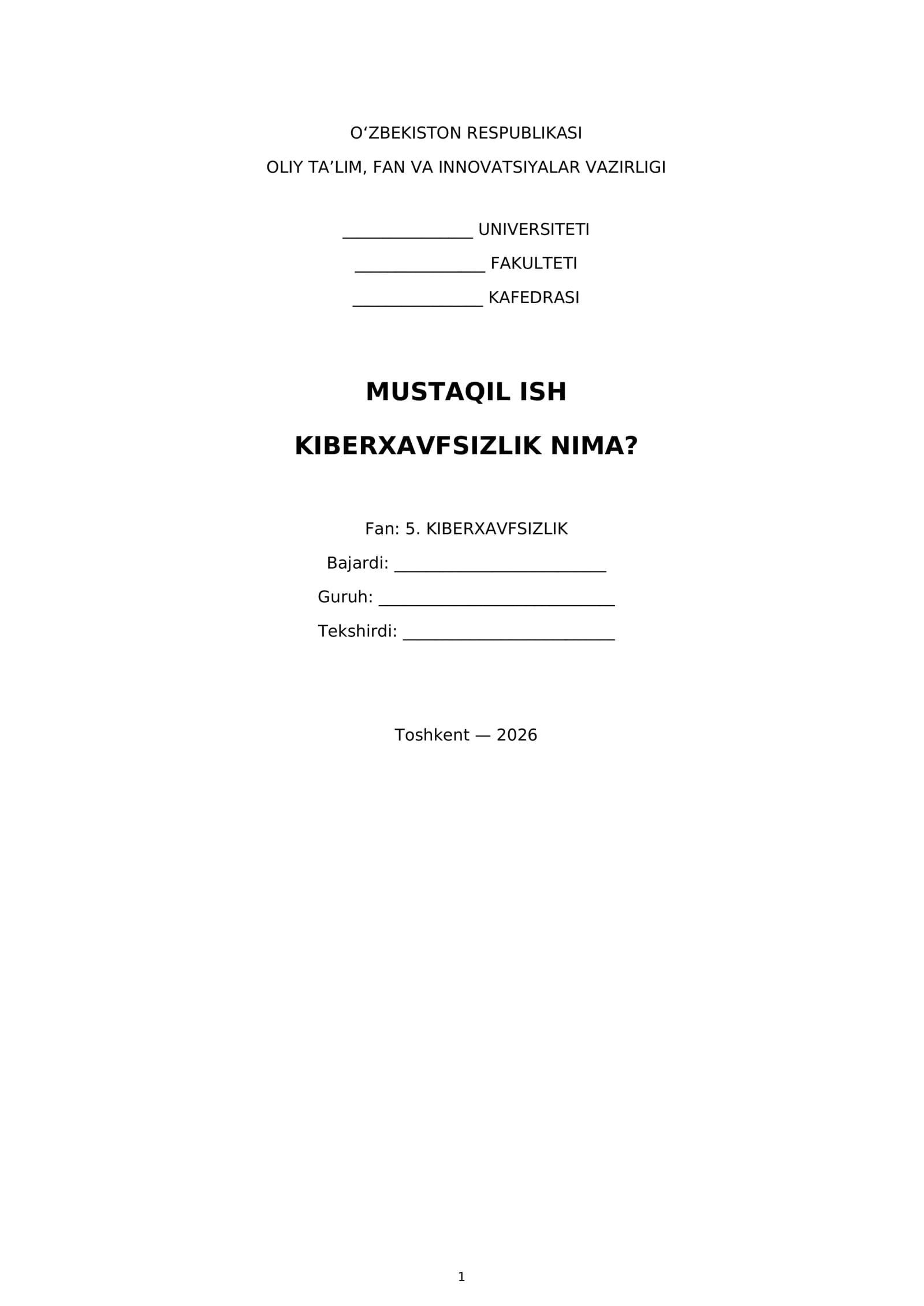KIBERXAVFSIZLIK NIMA?