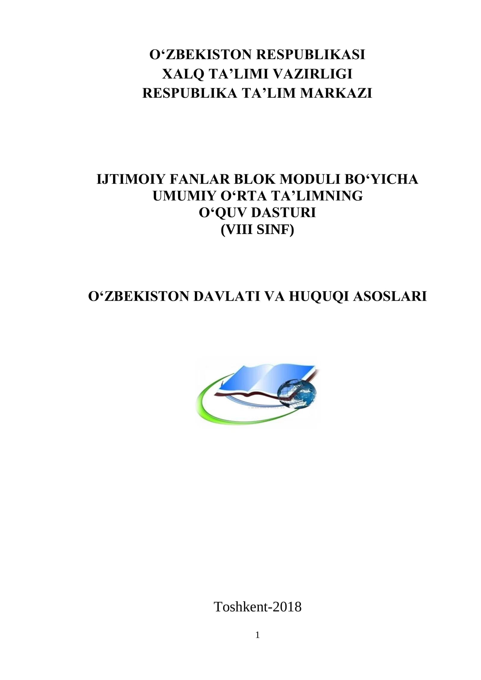 O‘ZBEKISTON DAVLATI VA HUQUQI ASOSLARI TUSHUNTIRISH XATI