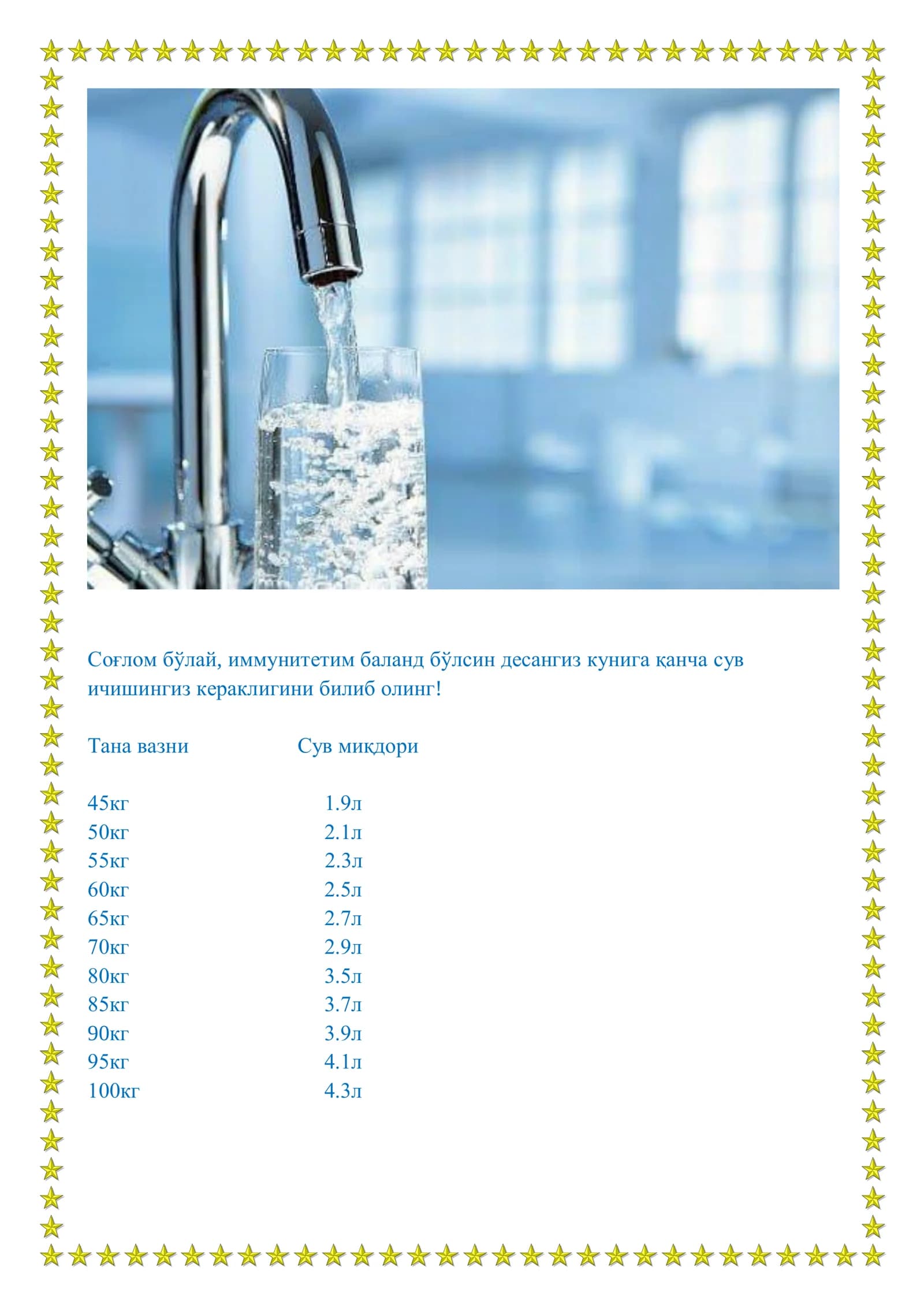 Сўглом бўлай, ишхона учун сувнома