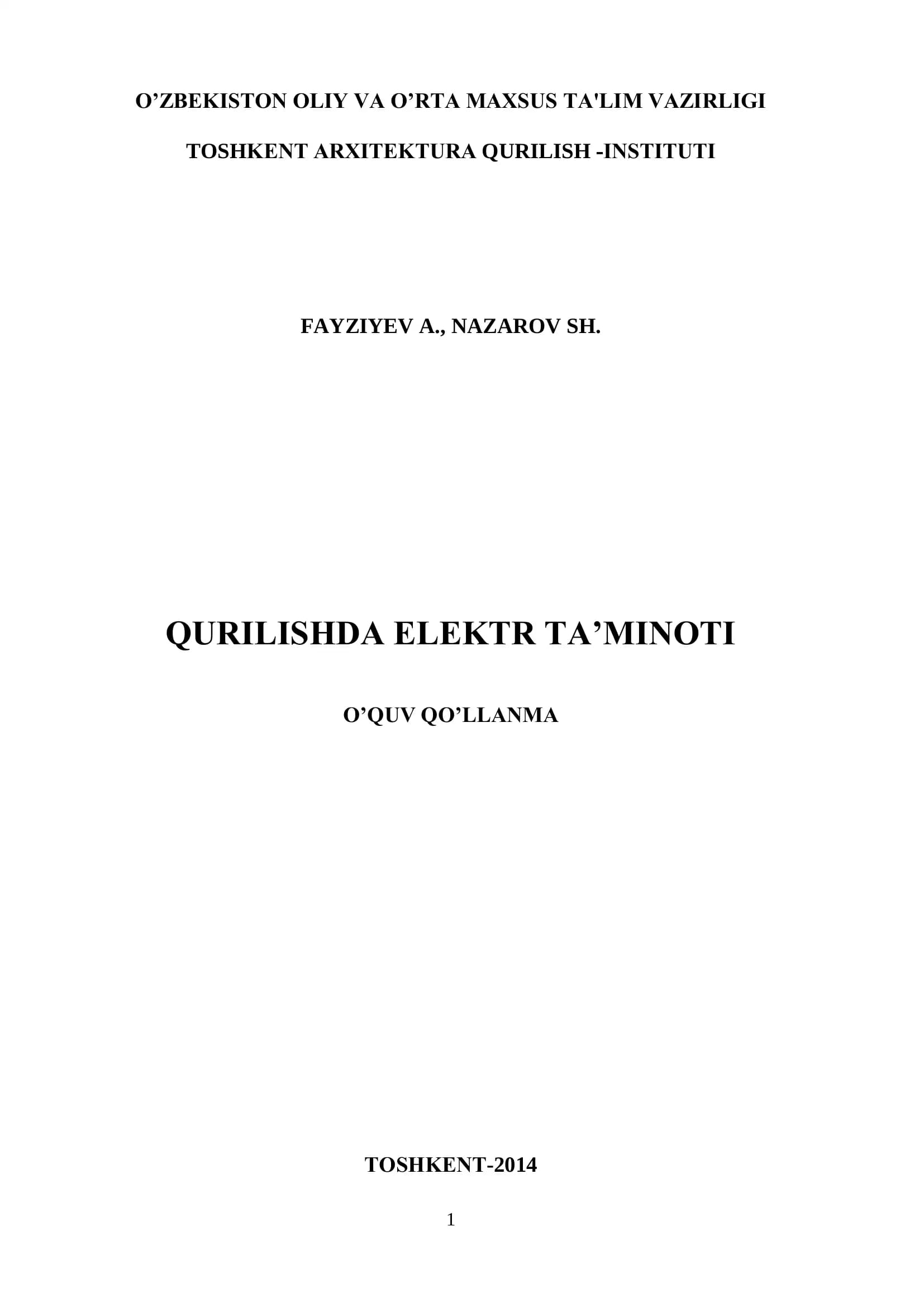 Qurilishda Elektr Ta'minoti