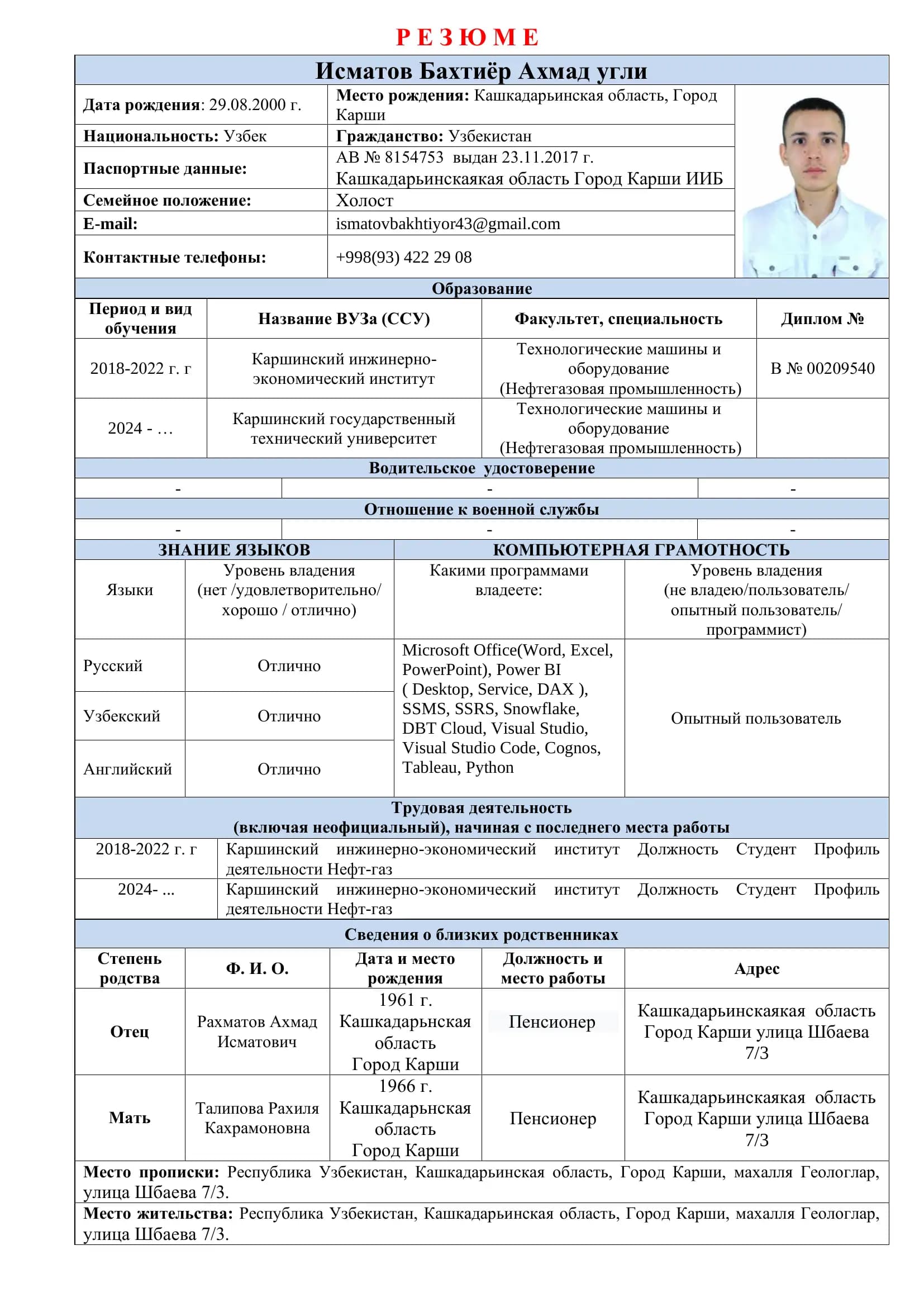 Резюме