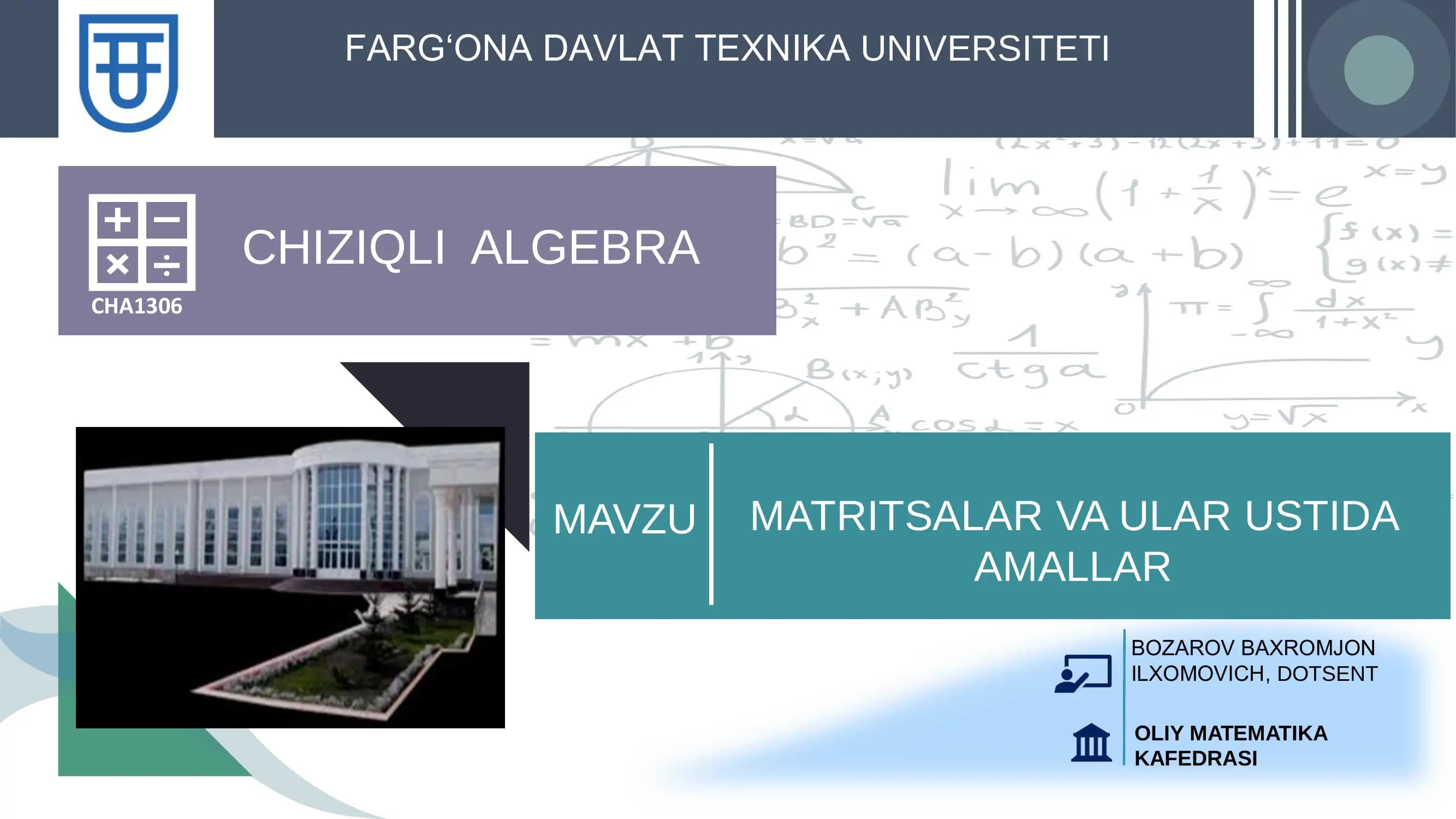 Matritsalar va Ular Ustida Amallar