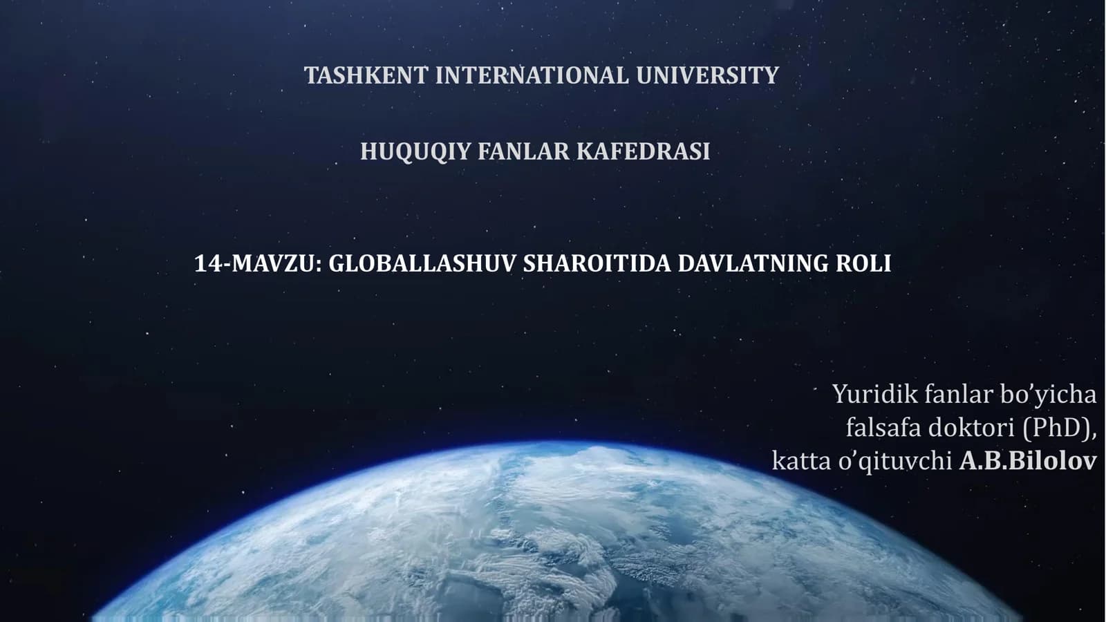 GLOBALLASHUV SHAROITIDA DAVLATNING ROLI