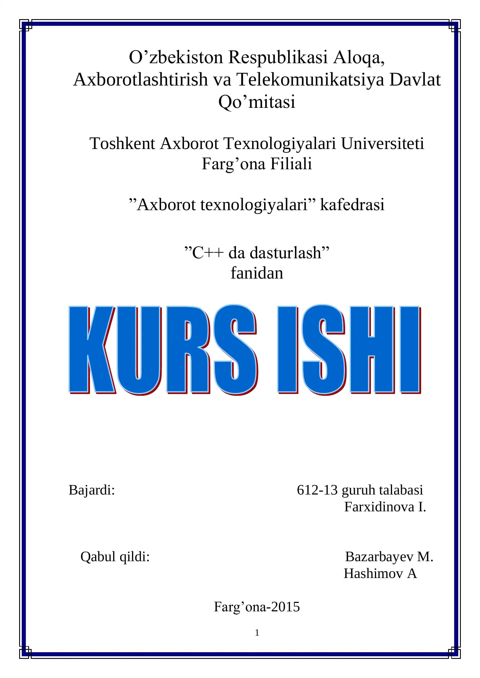 Bojxona punktida fuqarolarni chetga chiqib kirishini ro’xatga olish dasturi