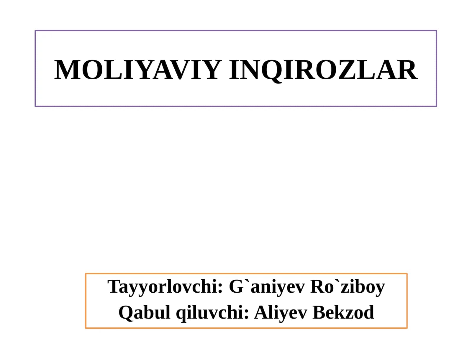 MOLIYAVIY INQIROZLAR