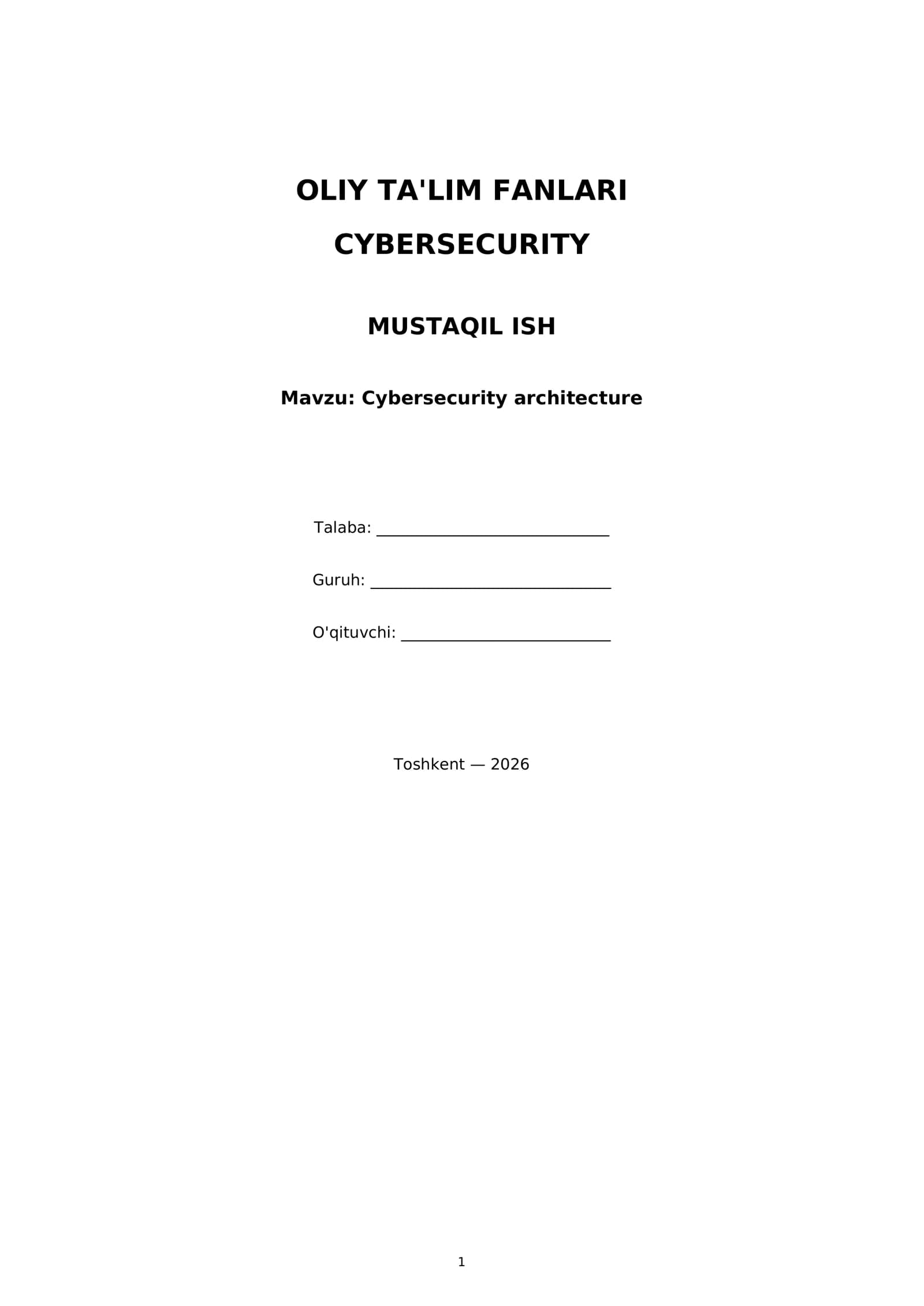 Cybersecurity architecture