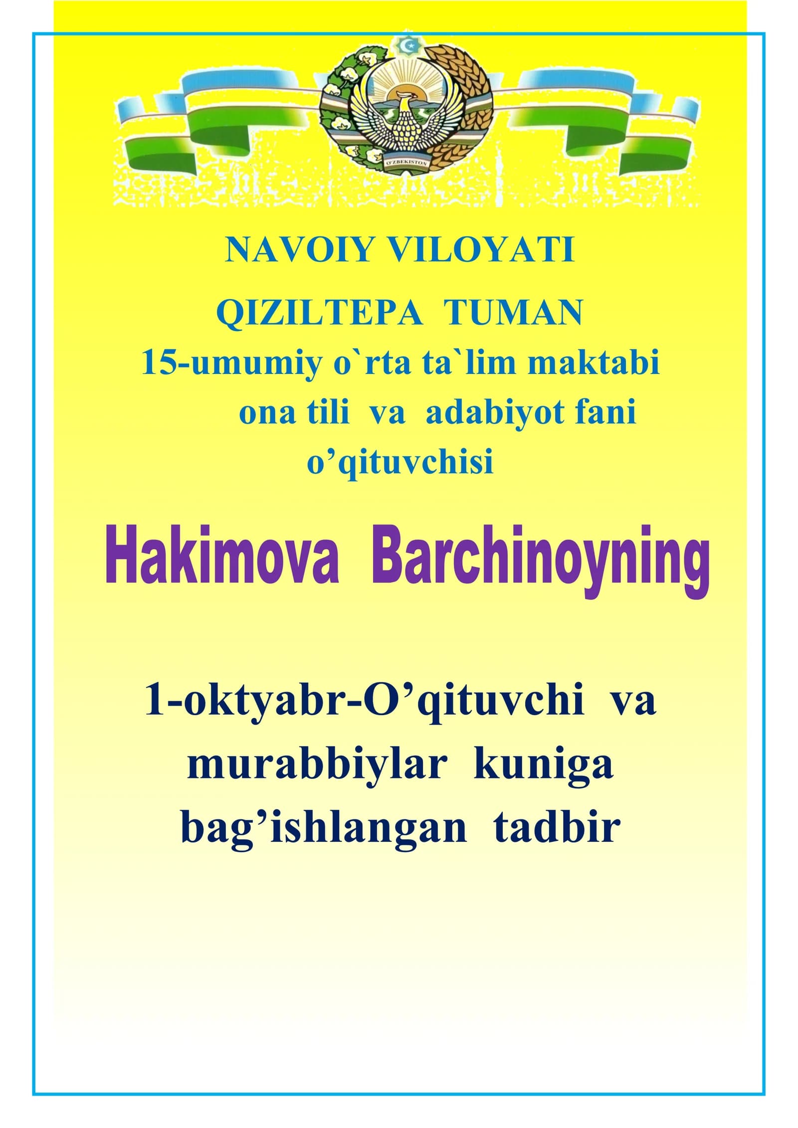 Murabbiylar va O'qituvchilar Kuni