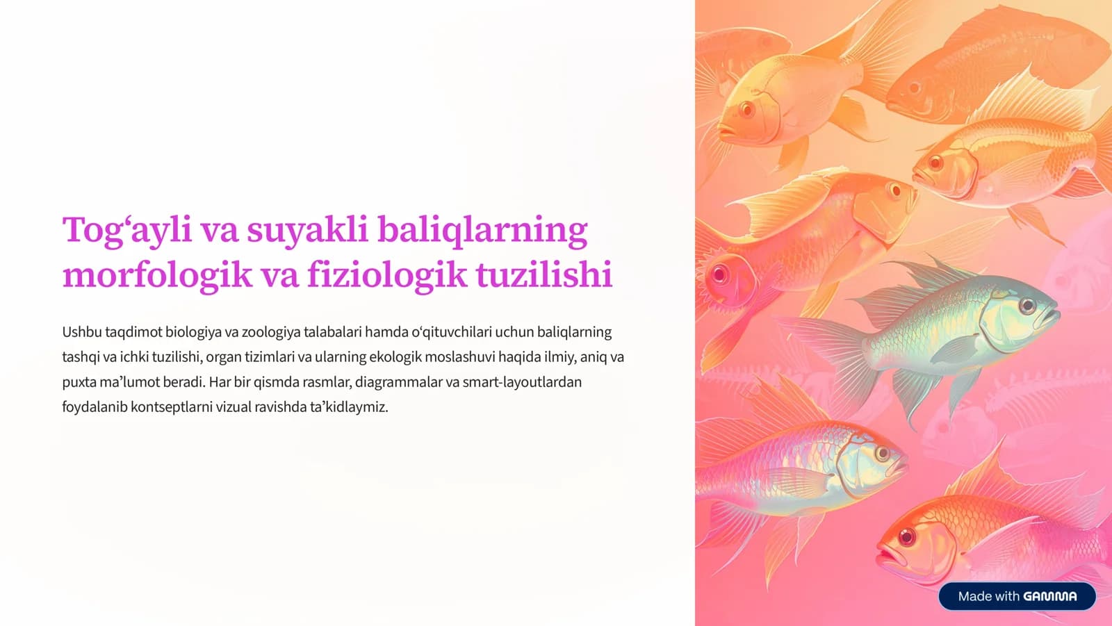 Tog»ayli va suyakli baliqlarning morfologik va fiziologik tuzilishi