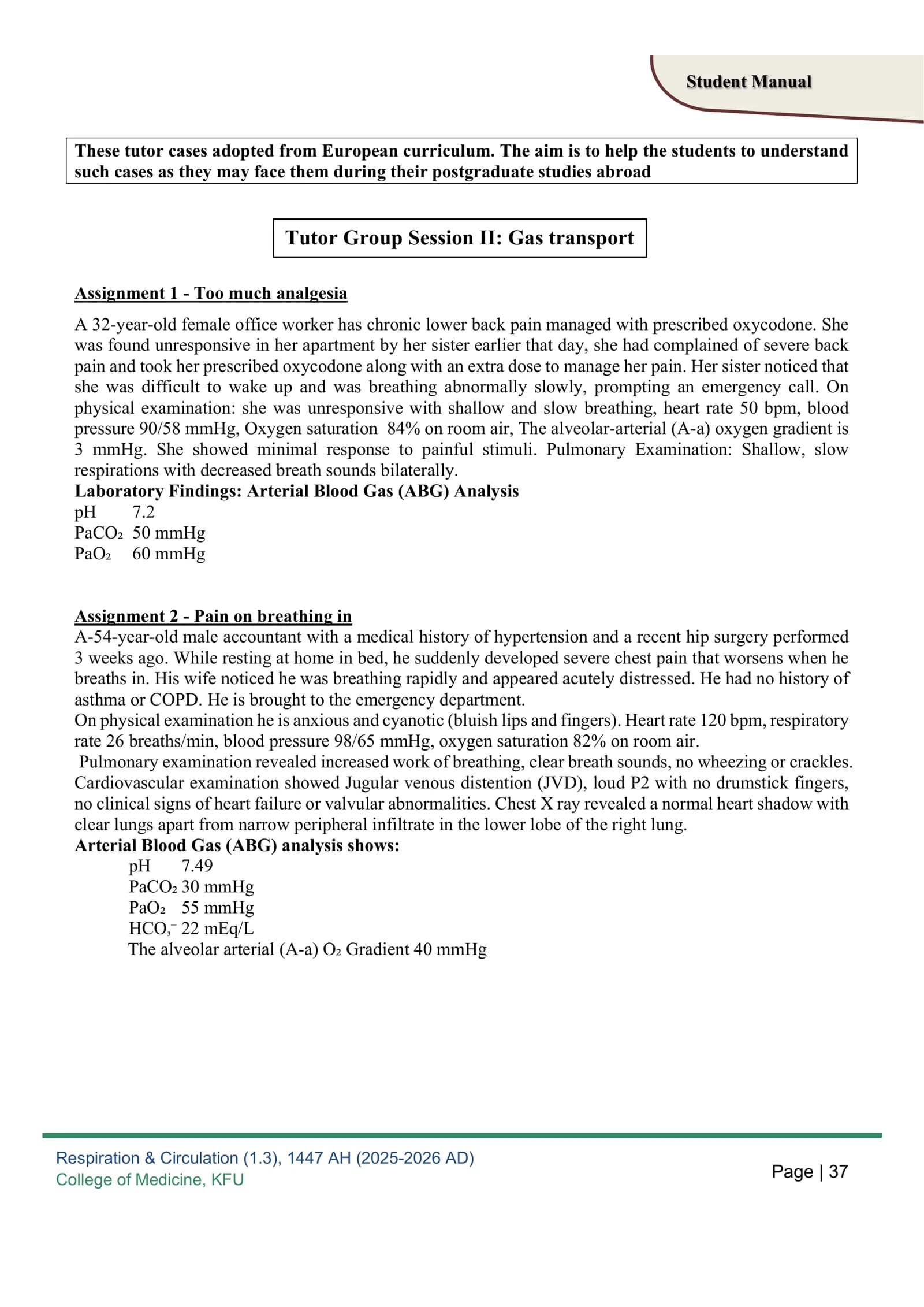 Respiration & Circulation Student Manual