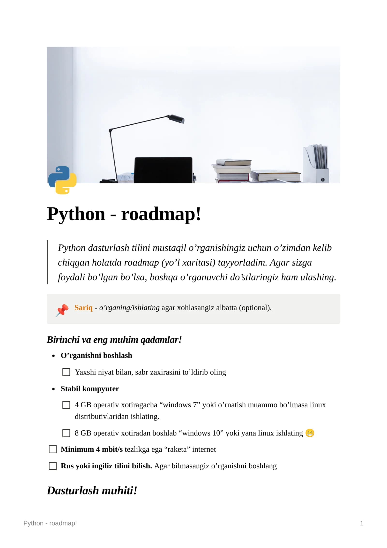 Python - roadmap!