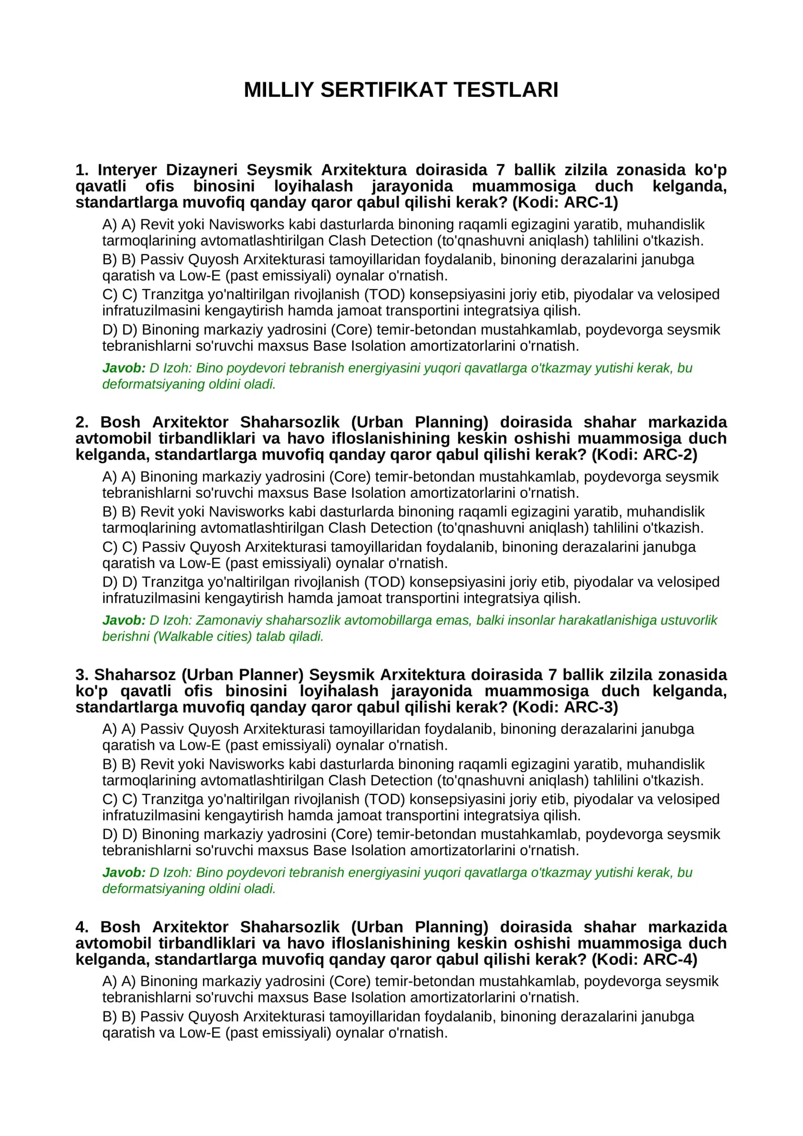 MILLIY SERTIFIKAT TESTLARI