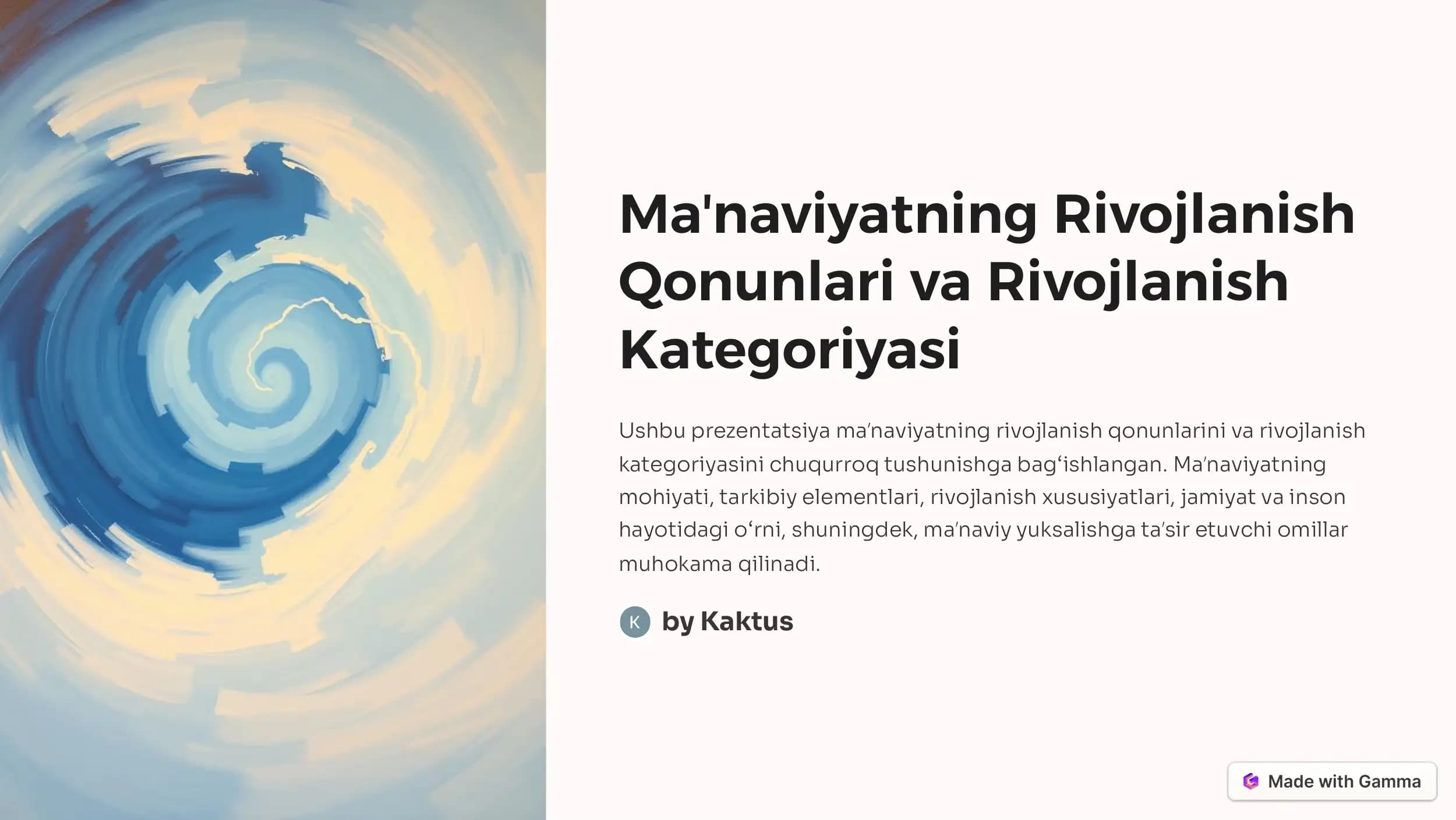 Maʼnaviyatning Rivojlanish
