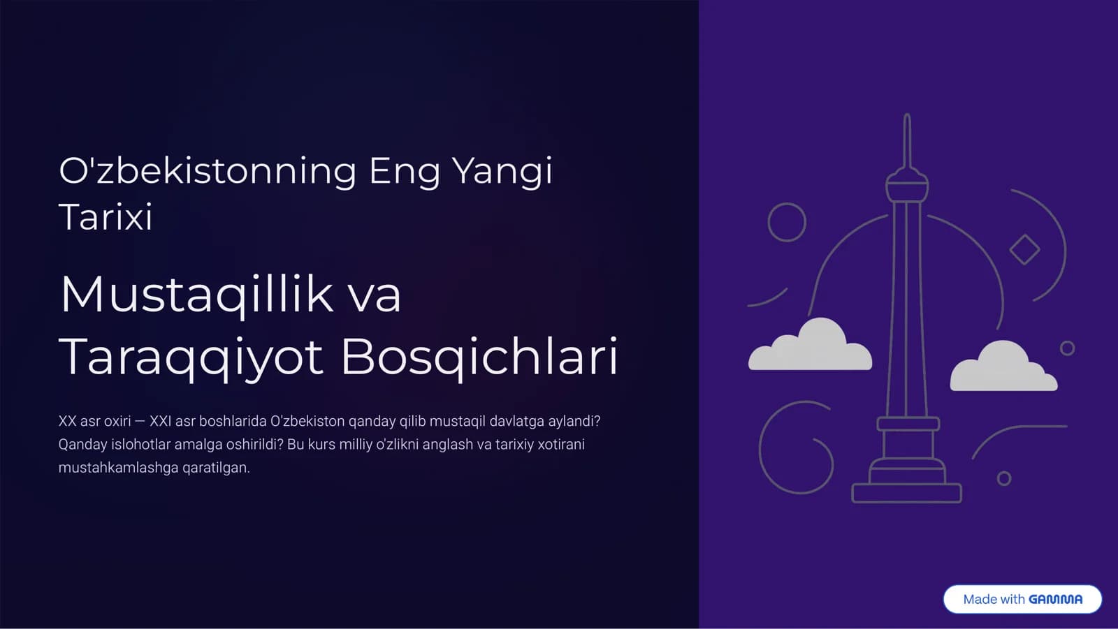 O‘ZBEKISTONNING ENG YANGI TARIXI: MUSTAQILLIK VA TARAQQIYOT BOSQICHLARI