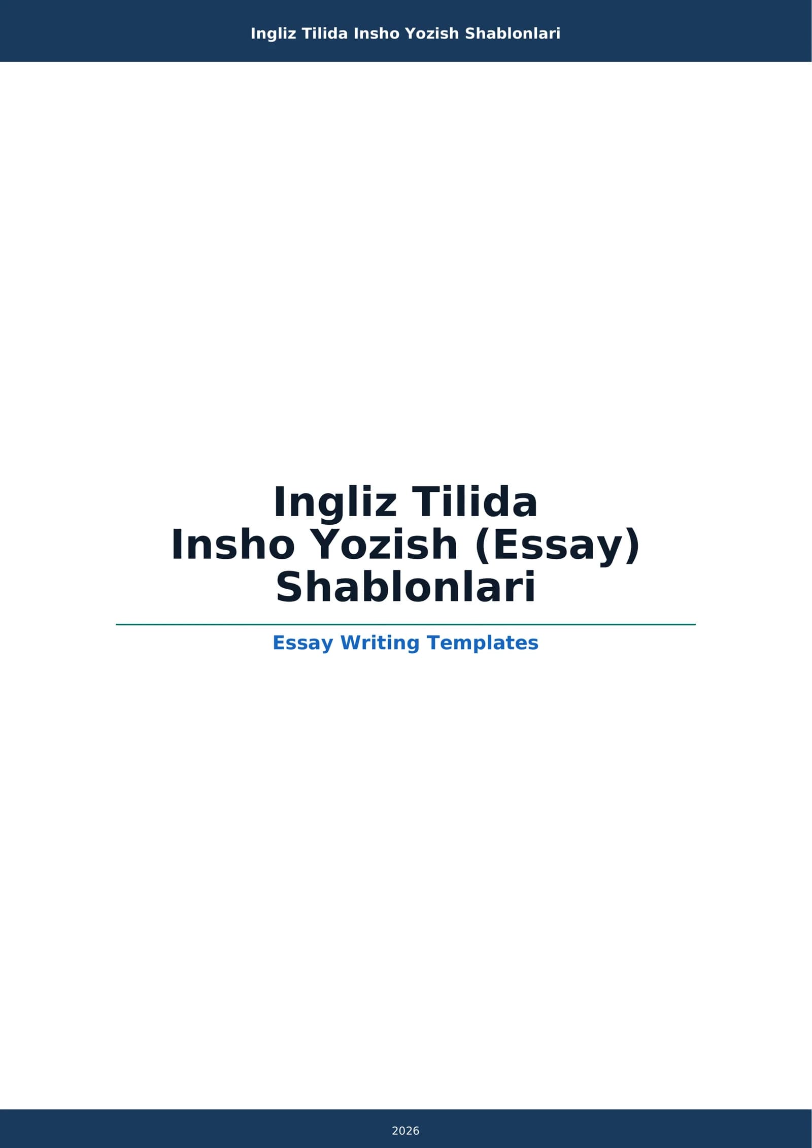 Ingliz Tilida Insho Yozish Shablonlari