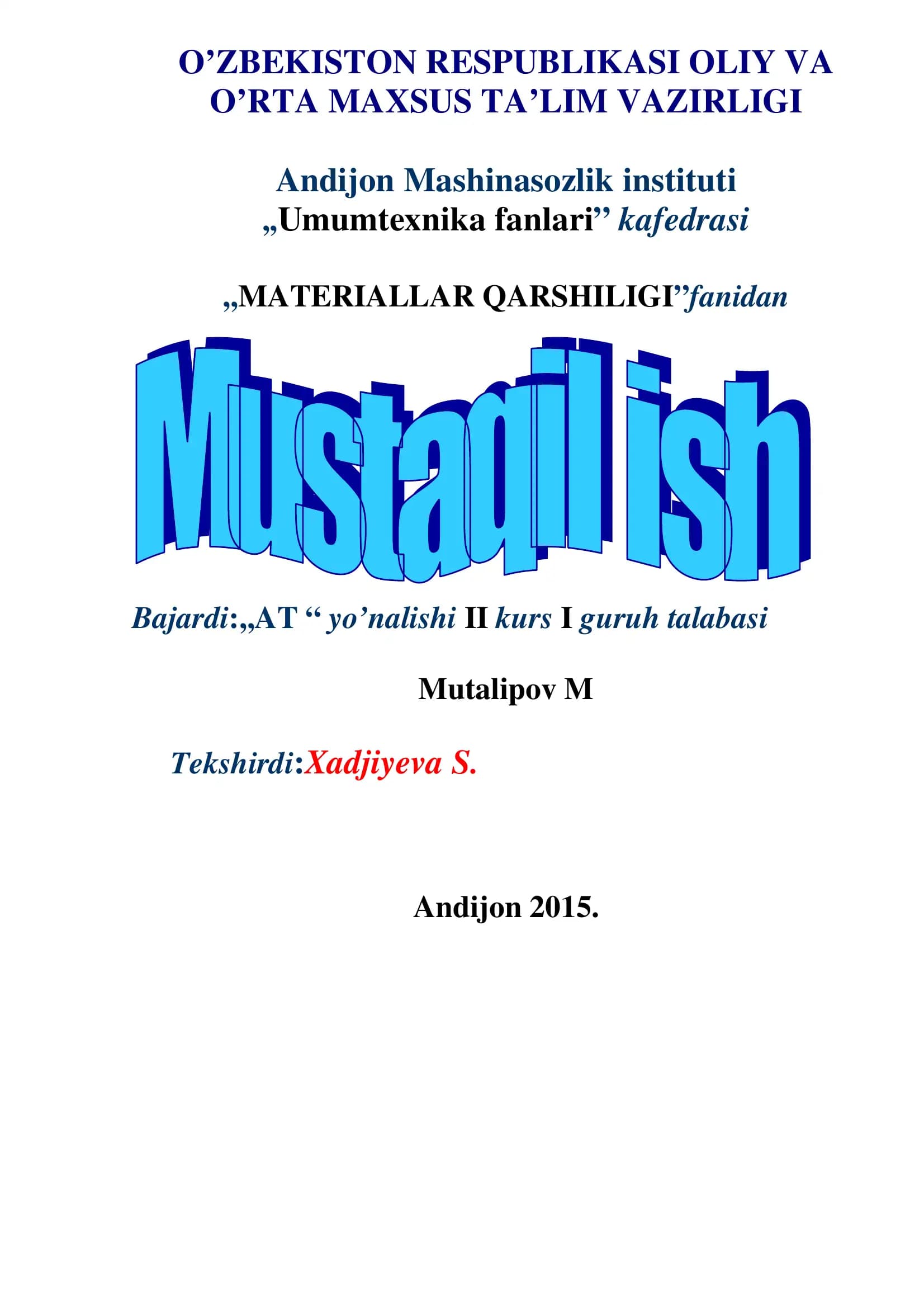 STATIK NOANIQ MASALALAR