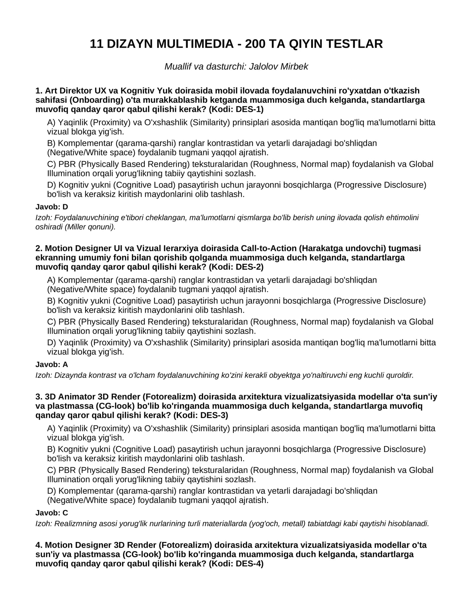 11 DIZAYN MULTIMEDIA - 200 TA QIYIN TESTLAR