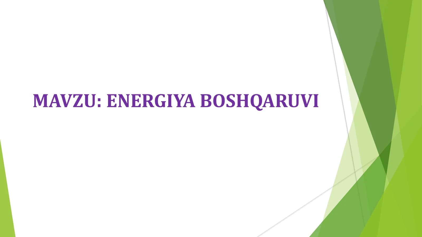 ENERGIYA BOSHQARUVI