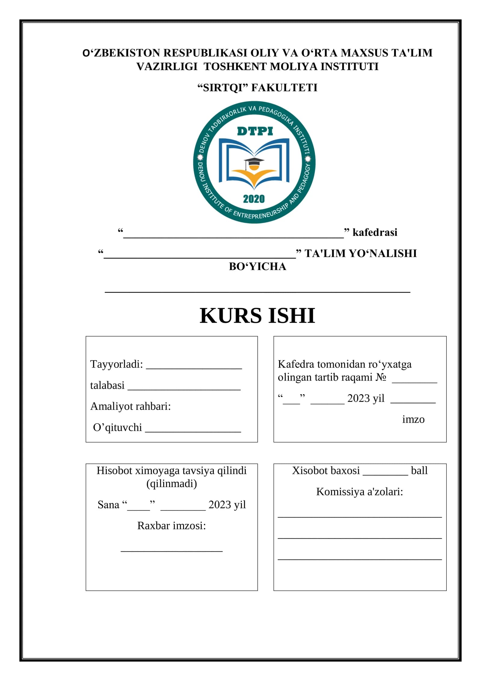 Qimmatli qog’ozlar hisobi KURS ISHI