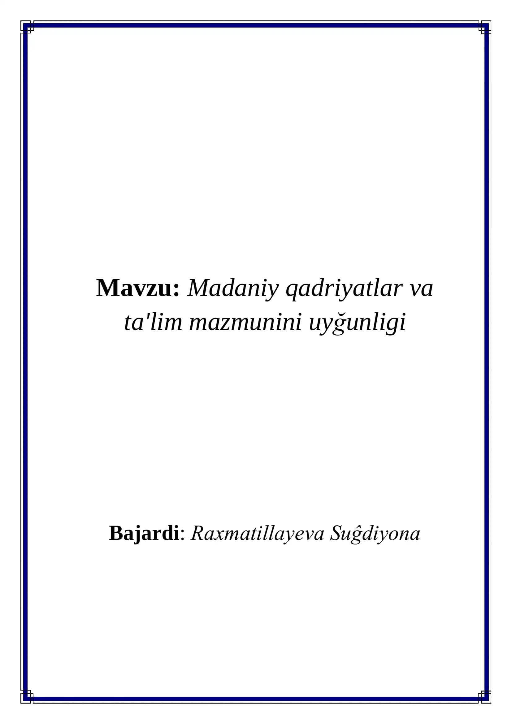madabiy qadryatlar