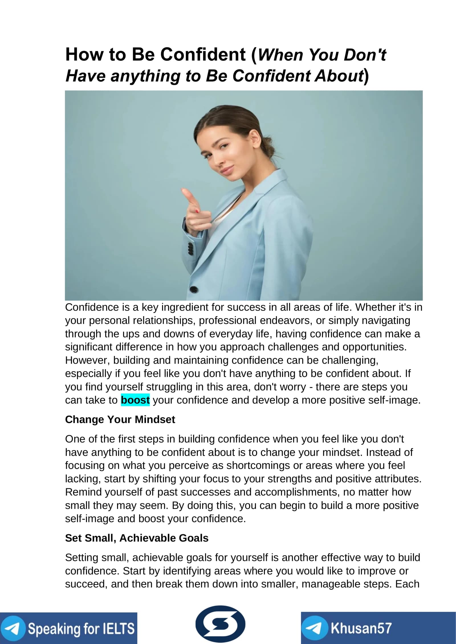 How to Be Confident (When You Don't Have anything to Be Confident About)