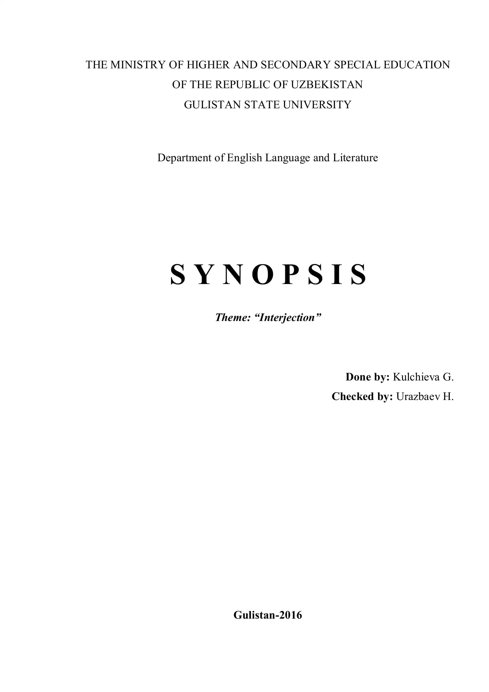 Interjection Course Paper