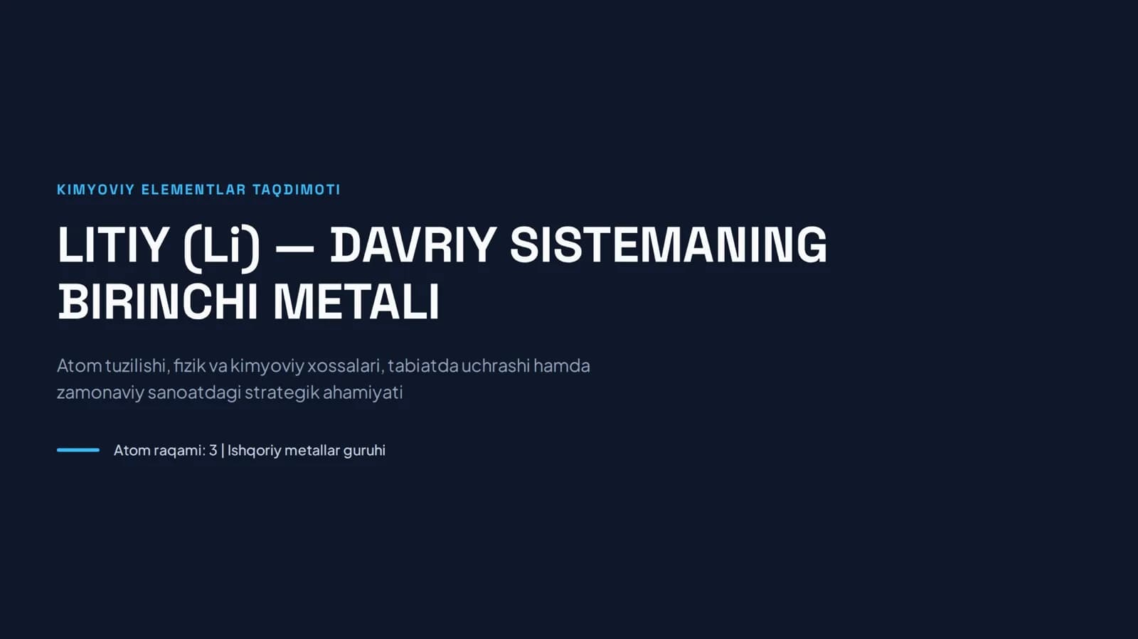 Litiy elementi haqida slayd