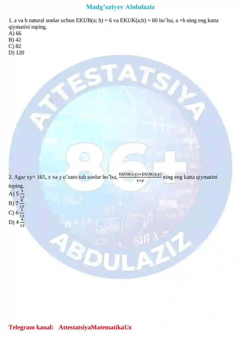 Ekub va Ekuk test
