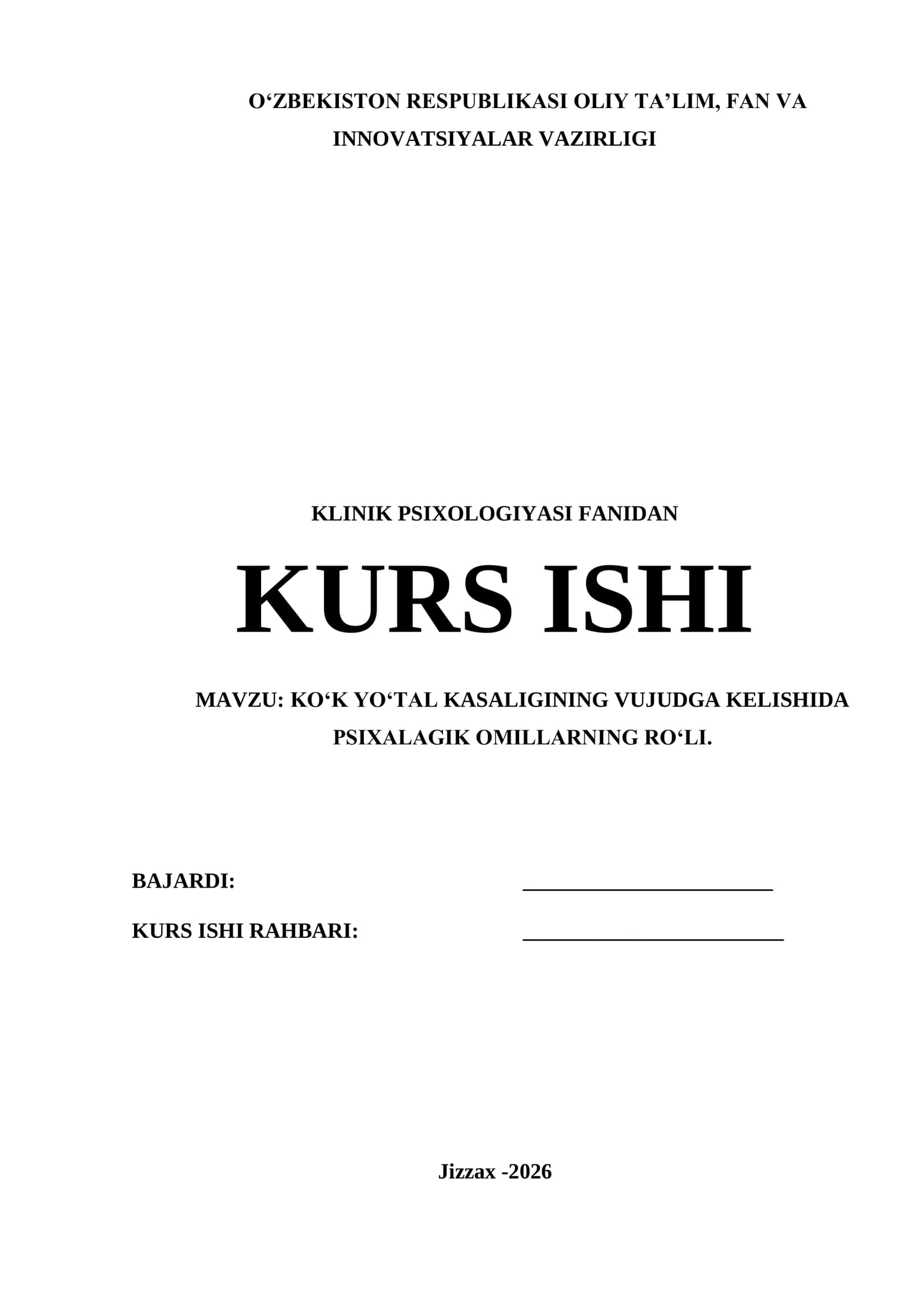 KLINIK PSIXOLOGIYASI FANIDAN KURS ISHI