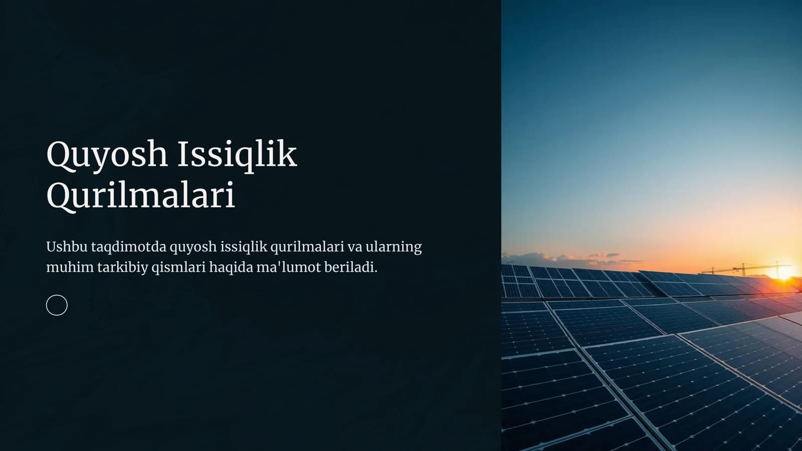 Quyosh Issiqlik Qurilmalari