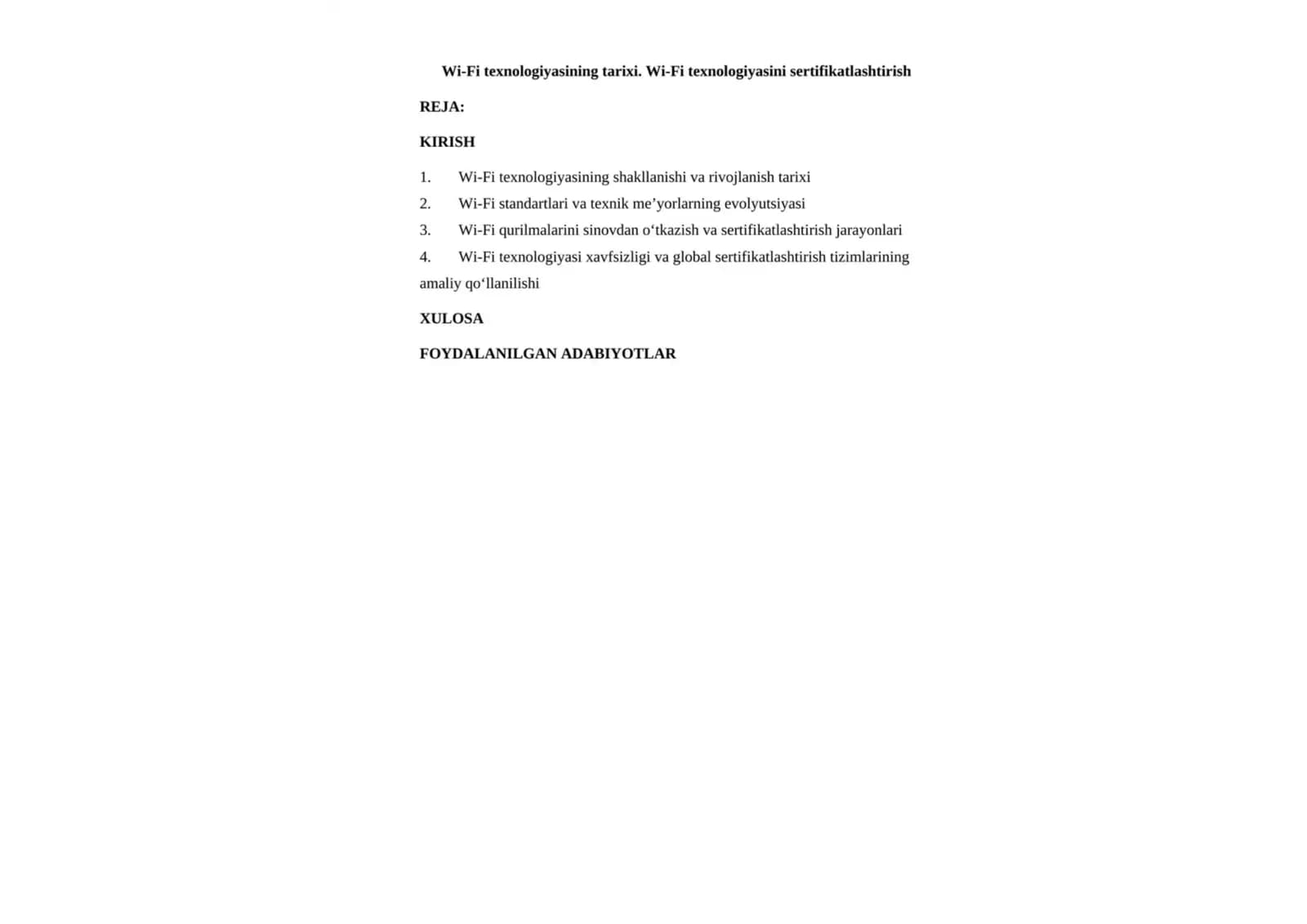 Wi-Fi texnologiyasining tarixi. Wi-Fi texnologiyasini sertifikatlashtirish