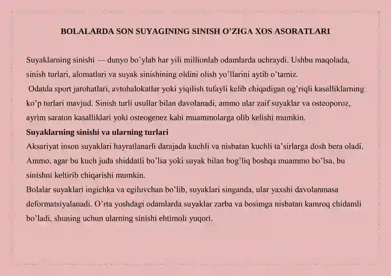 Suyak sinishining turlari