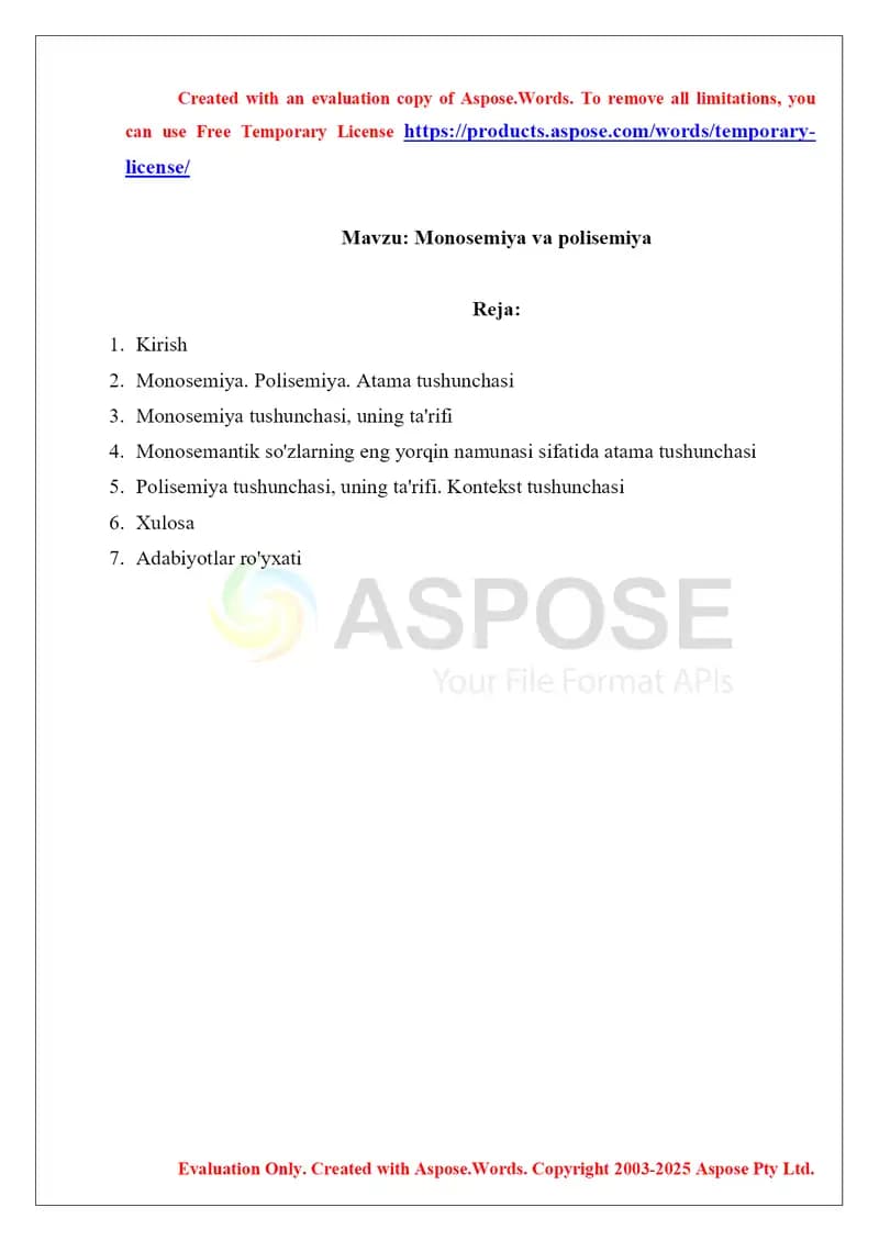 Monosemiya va polisemiya