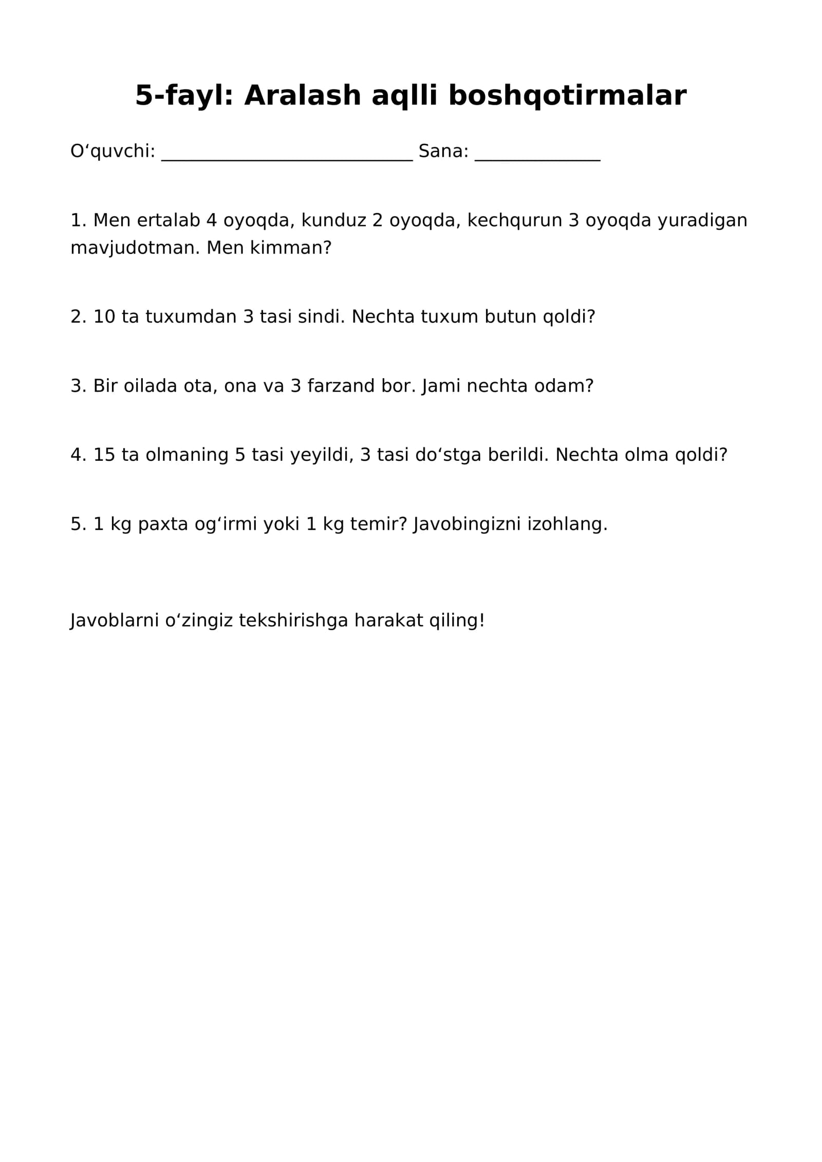 Aralash aqlli boshqotirmalar